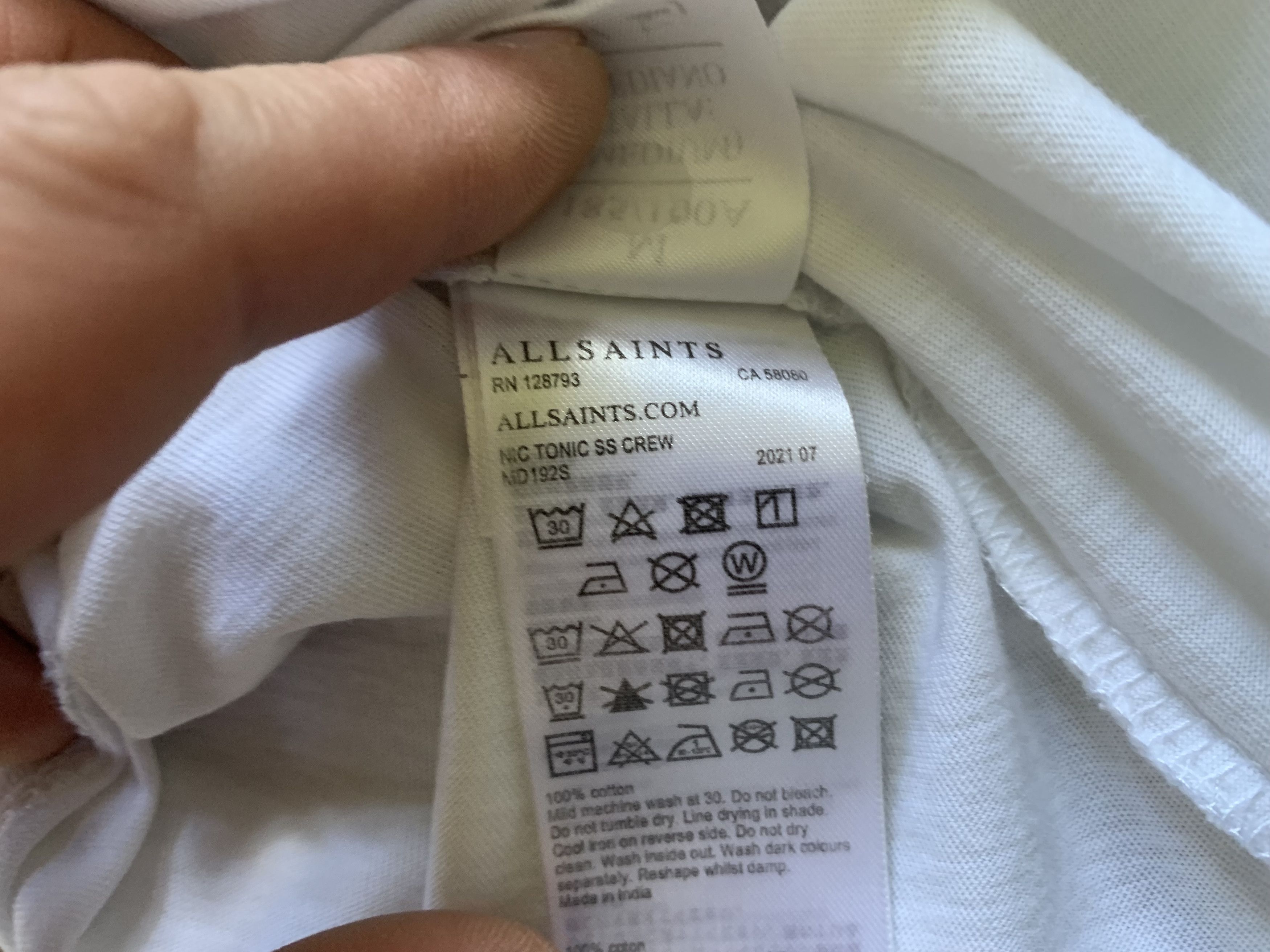 Allsaints Allsaints White Basic Cotton T Shirt Size US M / EU 48-50 / 2 - 7 Thumbnail