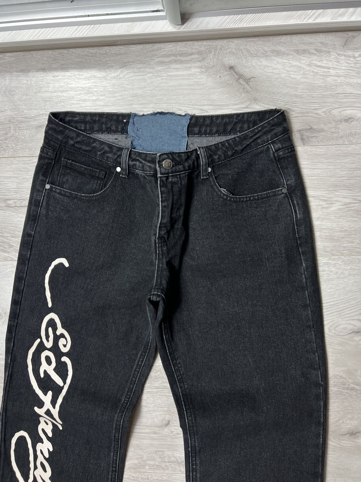 Ed Hardy Ed Hardy Embroidered Dragon Flame Straight Leg Jean Big Logo Size US 32 / EU 48 - 3 Thumbnail