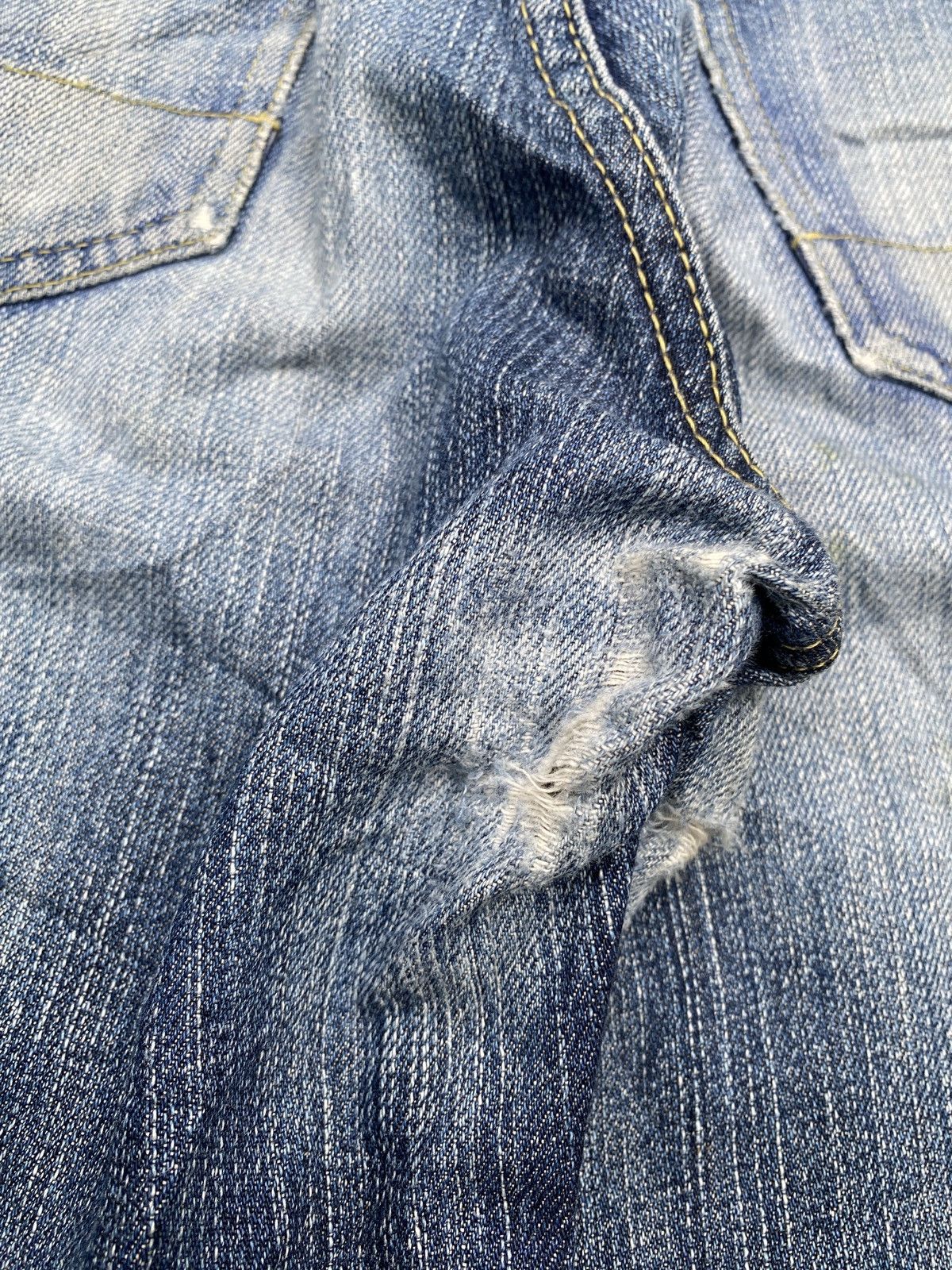 Issey Miyake × Japanese Brand Issey Miyake Blue Faded Patchwork Distressed Denim Size US 30 / EU 46 - 15 Thumbnail
