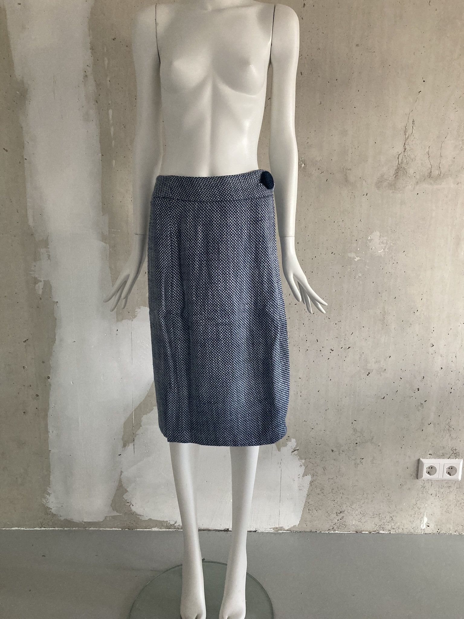 image of Bernhard Willhelm Ss2001 Wool/silk Skirt in Blue, Women's (Size 25)
