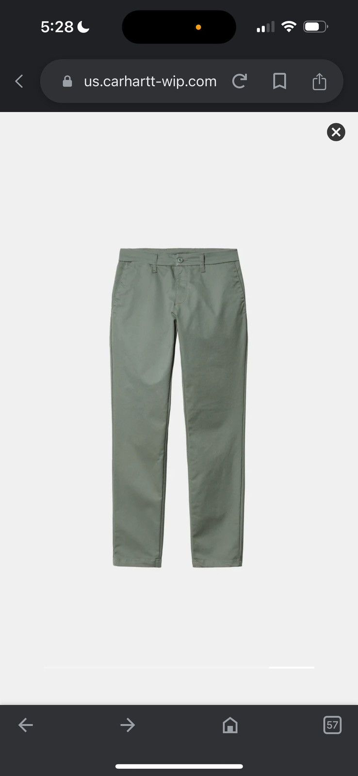 Carhartt WIP - Sid Pant - Smoke Green