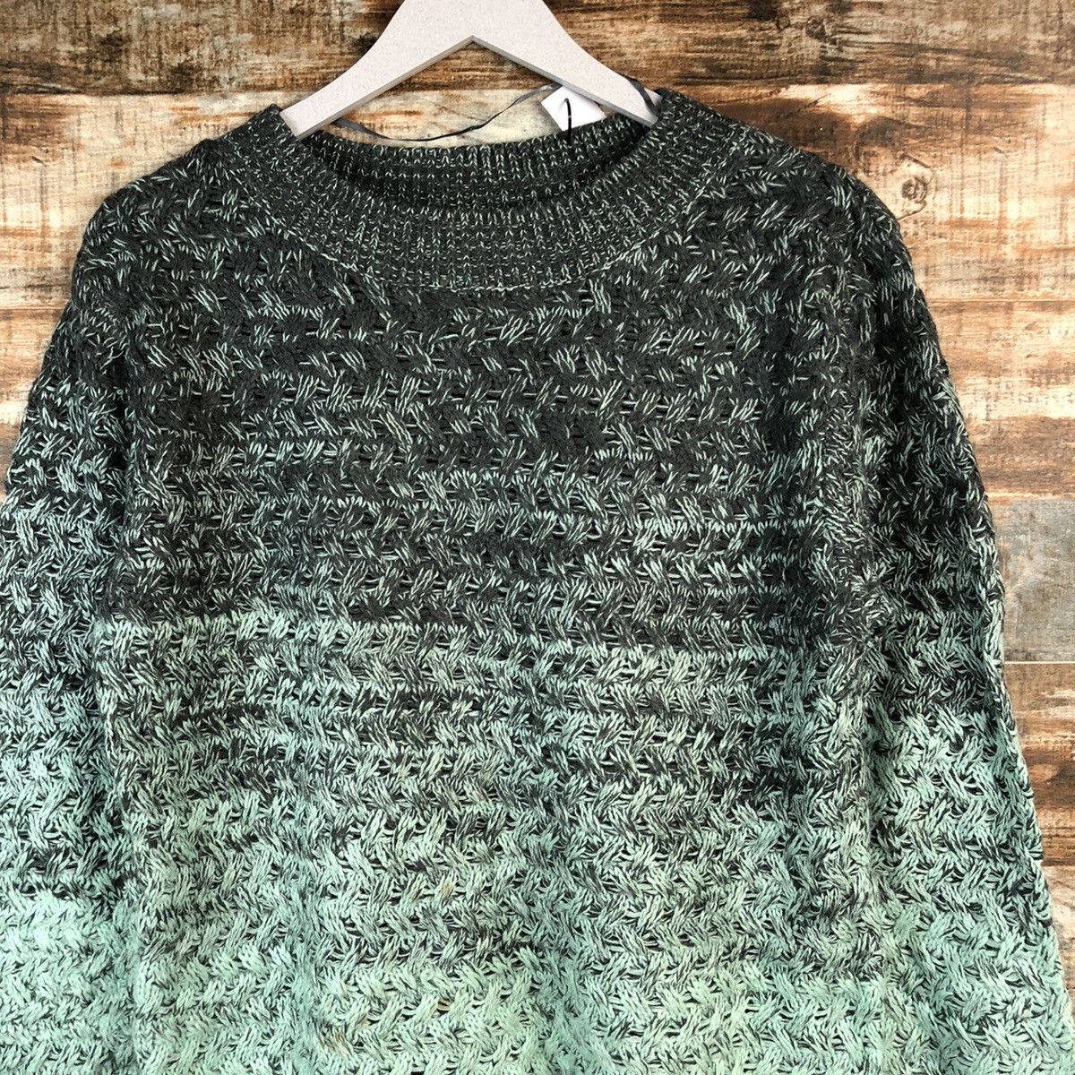 GU × Homespun Knitwear GU Green two tone sweatshirt long Knitwear #A2502 Size M / US 6-8 / IT 42-44 - 5 Thumbnail
