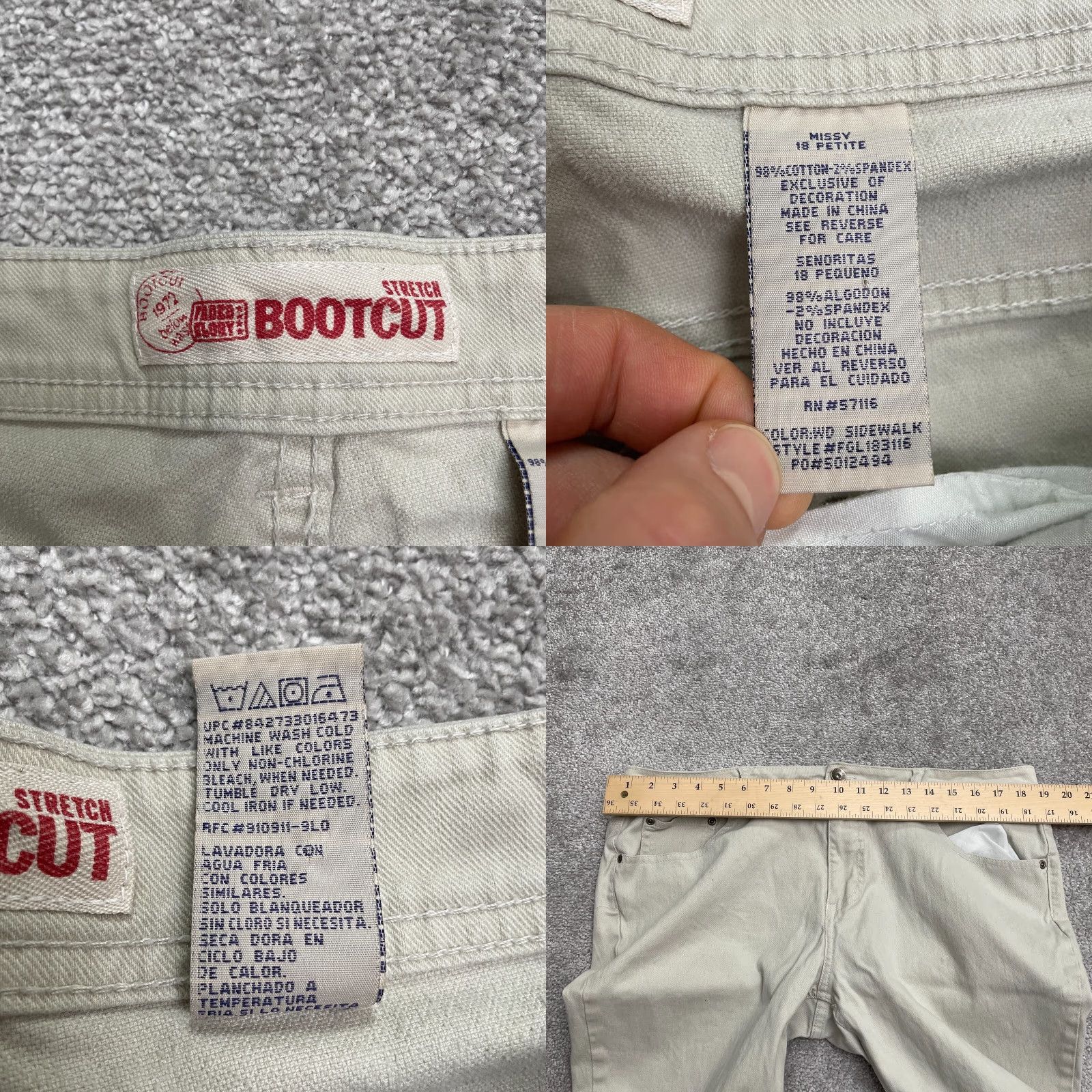 Faded Glory Faded Glory Jeans Womens Bootcut Denim 18 Petite Beige Mid Rise 38x27.5 City USA 5-Pocket Stretch Body Fit Womens Size 24" / US 00 / IT 34 - 8 Thumbnail