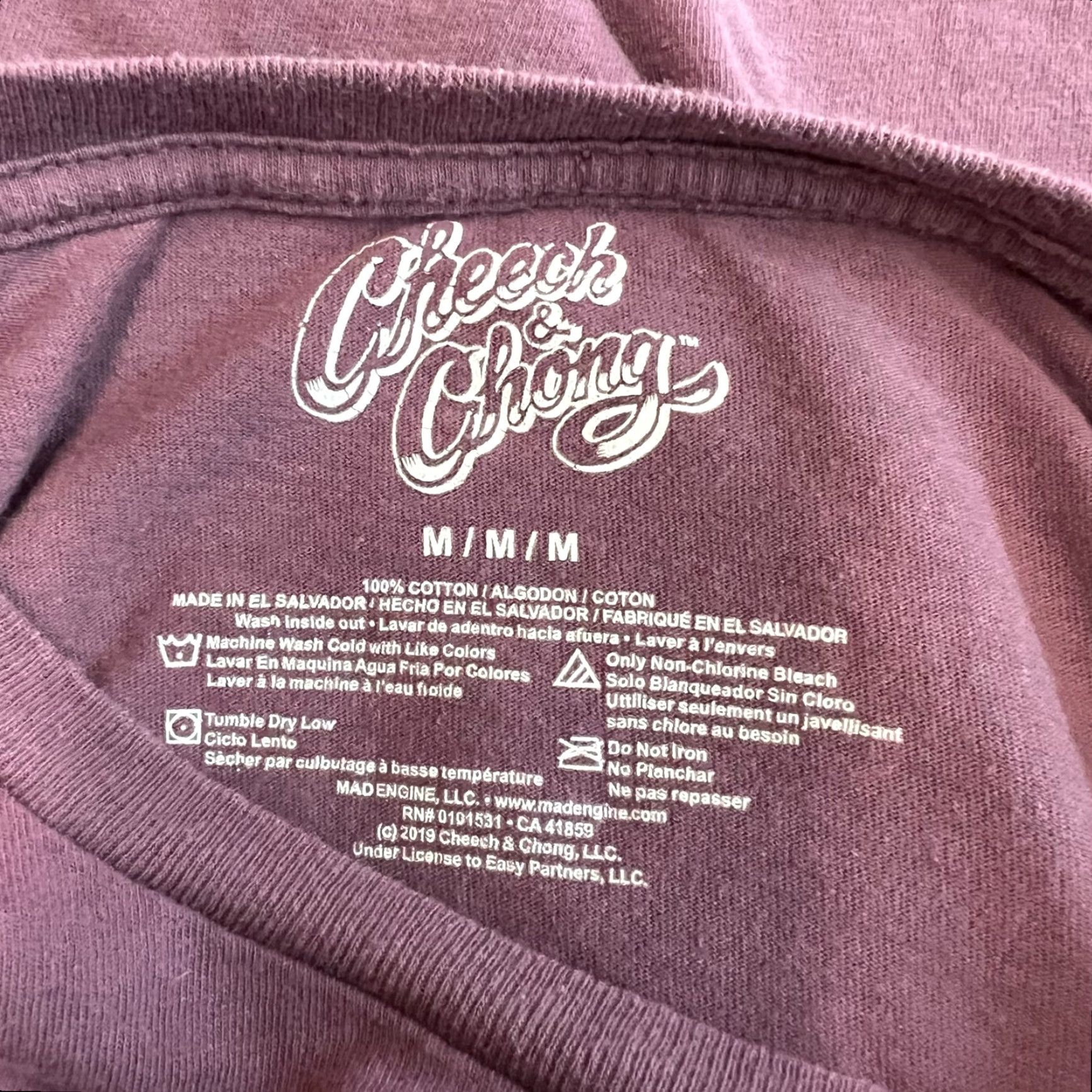 Vintage Cheech Chong Long Sleeve Hit Adult Size M Purple Graphic Tee Size US M / EU 48-50 / 2 - 5 Thumbnail