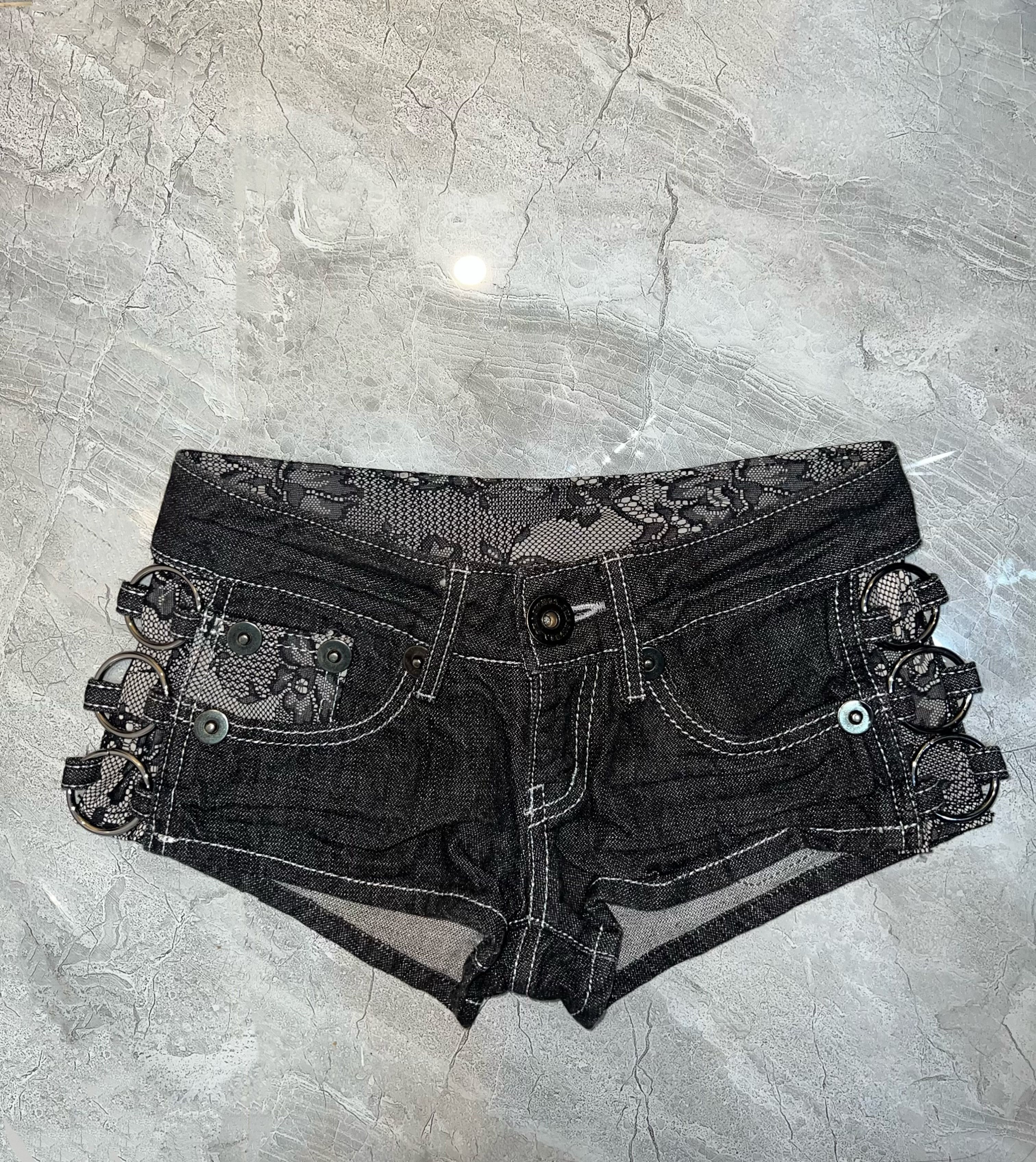 Japanese Brand D.i.a. Japanese denim lace short 🖤🦋 Size 24" / US 00 / IT 34 - 1 Thumbnail