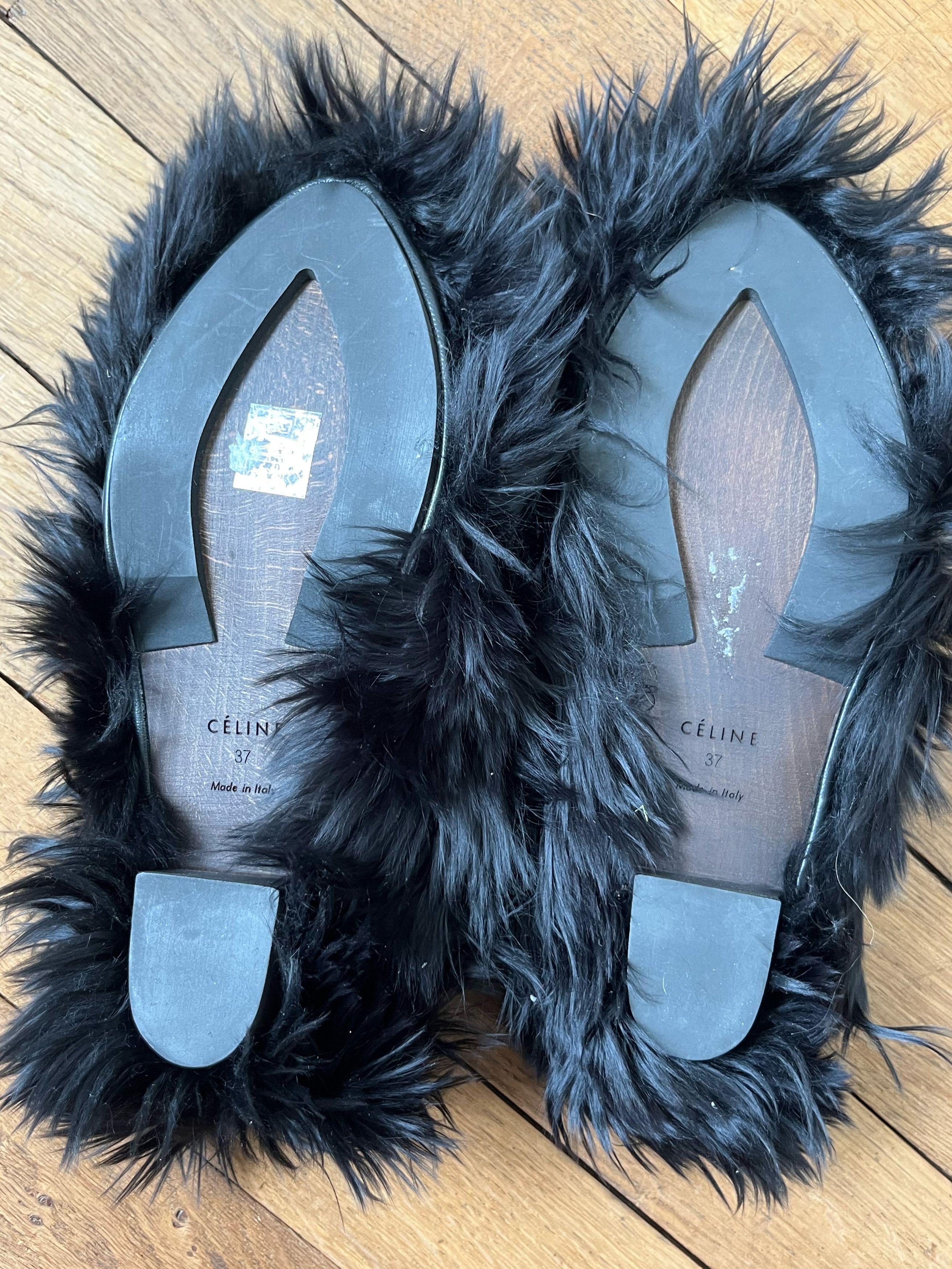 Celine × Phoebe Philo Celine by Phoebe Philo Alpaca Fur Sabot Mules Size US 7 / IT 37 - 5 Thumbnail