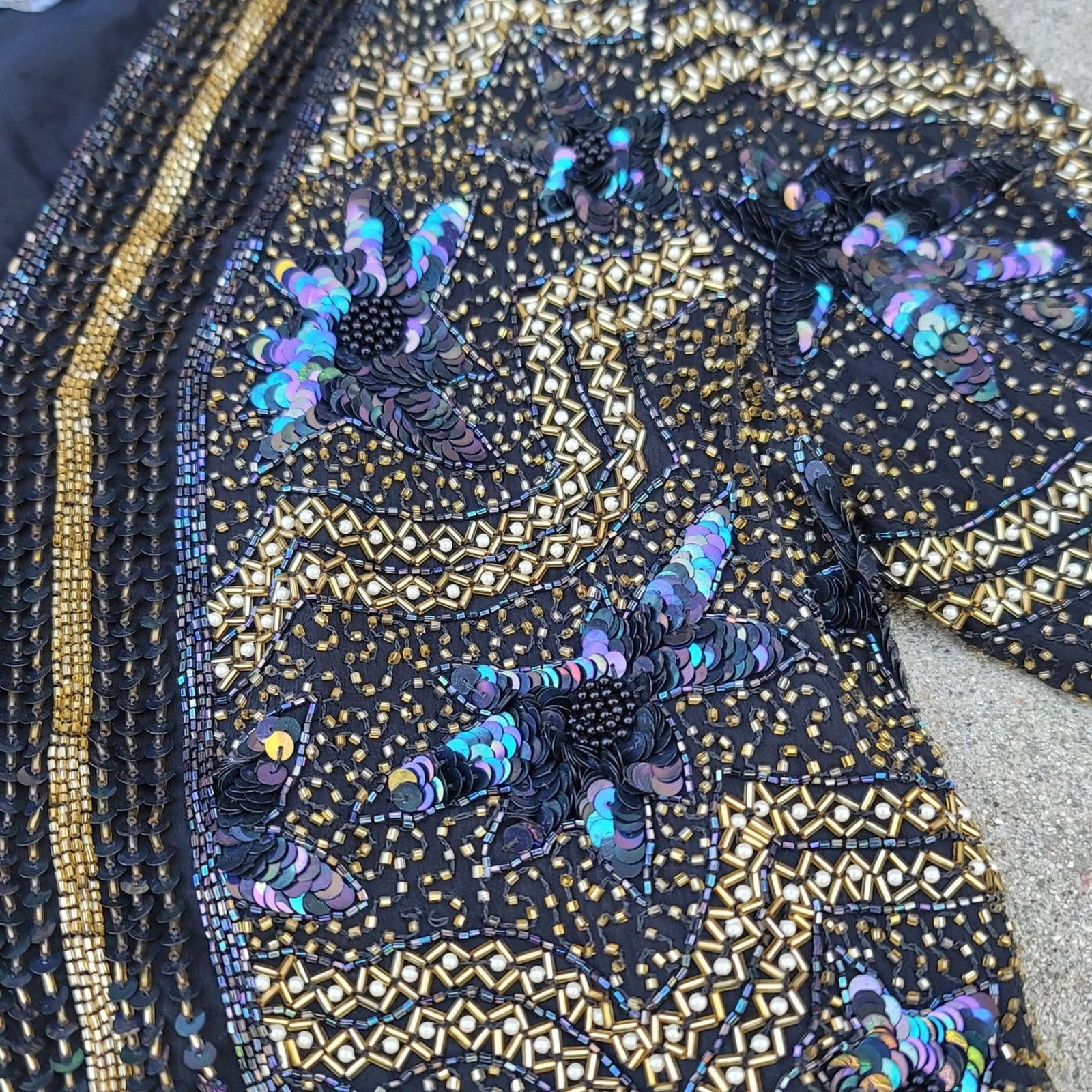 The Unbranded Brand Vtg 80s 90s Channa Silk Sequin Beaded Jacket Size L / US 10 / IT 46 - 5 Thumbnail