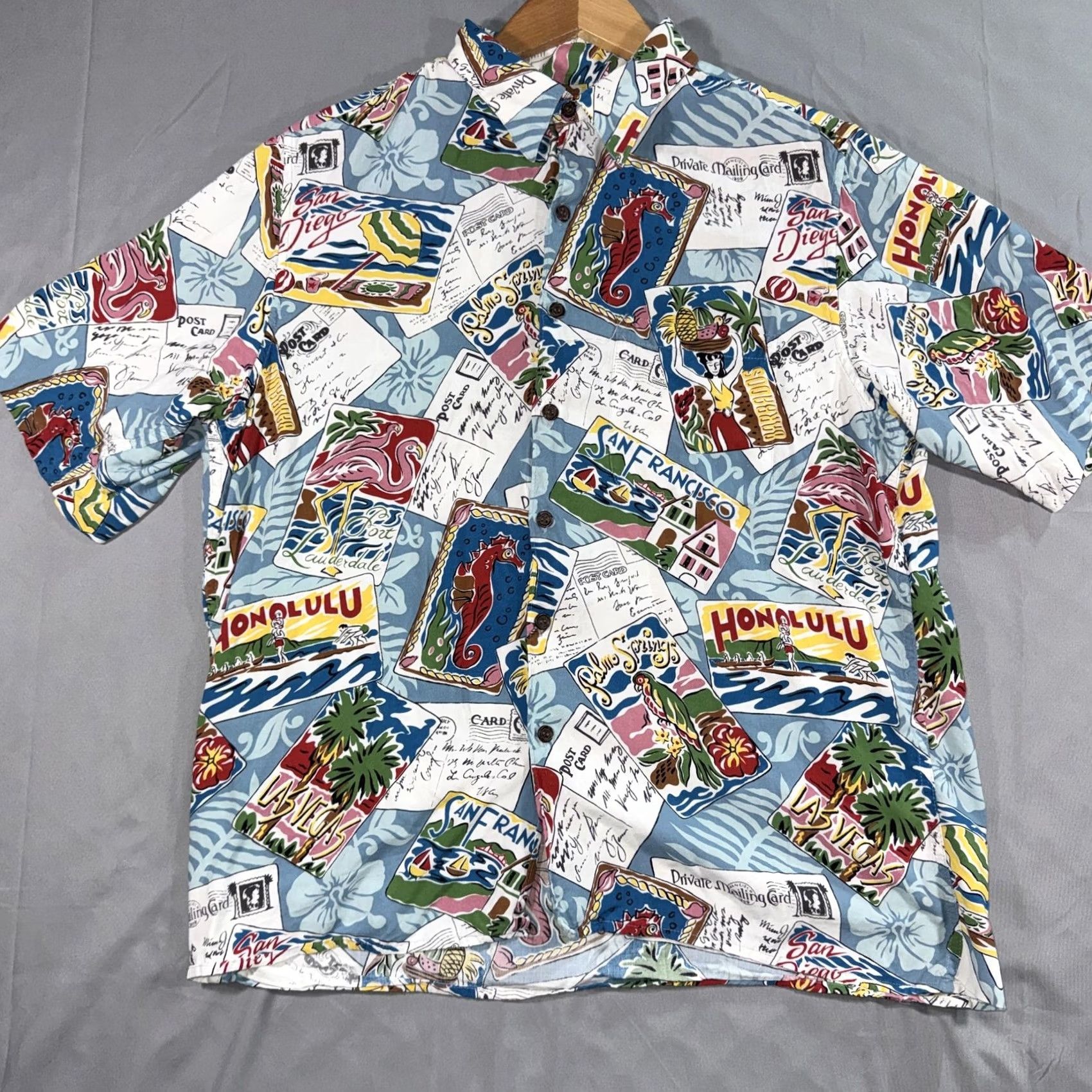 Reyn Spooner VINTAGE Reyn Spooner Postcards from the USA Hawaiian Shirt Spun Rayon Size M Size US M / EU 48-50 / 2 - 2 Thumbnail
