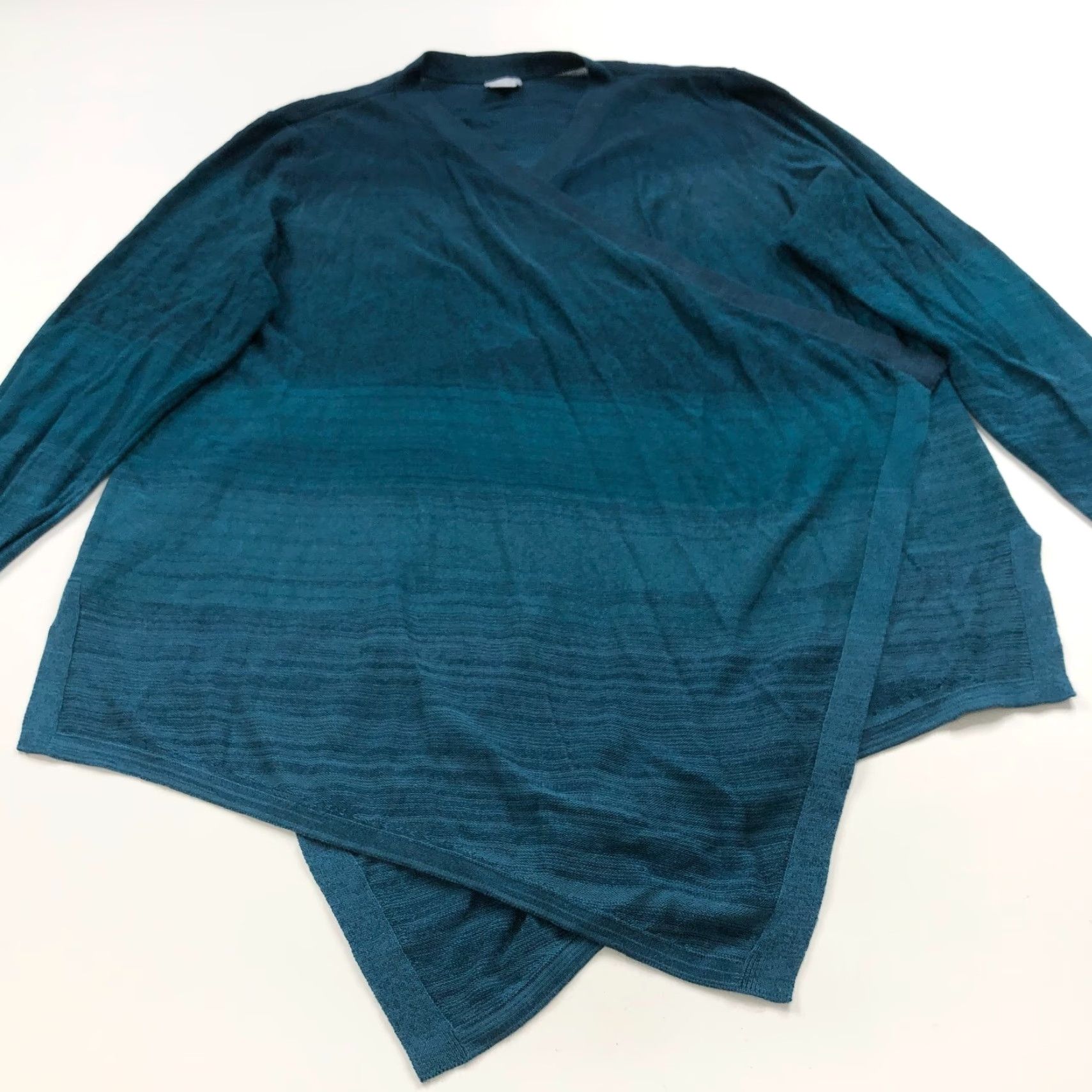 Vintage Chico's Cardigan Sweater 4 XXL Women's Cotton V-Neck Asymmetrical Blue Green Knit Striped Cardigan Casual Womens Size S / US 4 / IT 40 - 4 Thumbnail