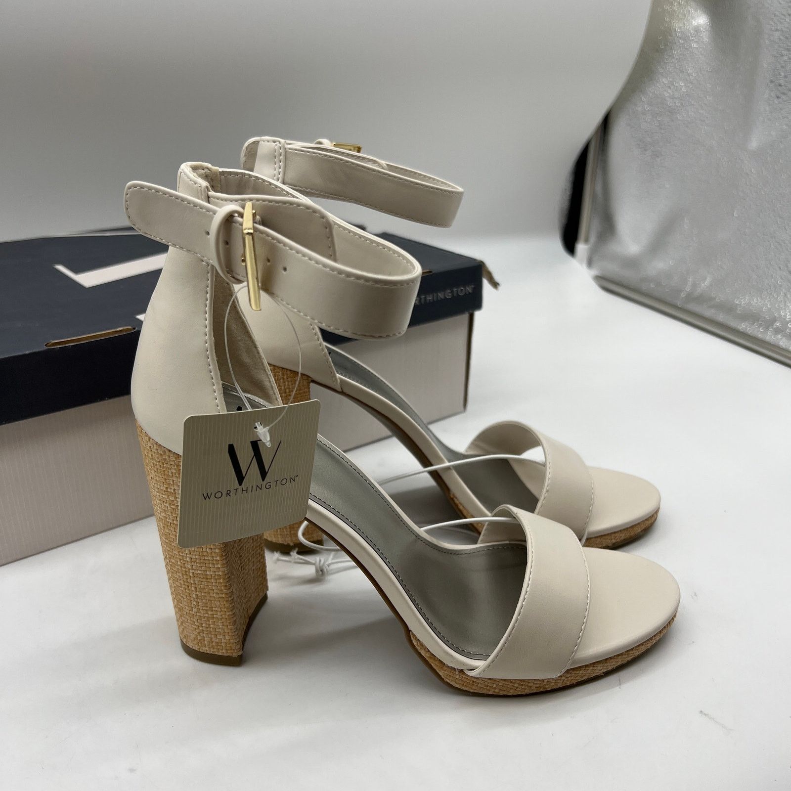 Other Worthington Womens Lynch Heeled Sandals Ivory Size US 9.5 / IT 39.5 - 4 Thumbnail