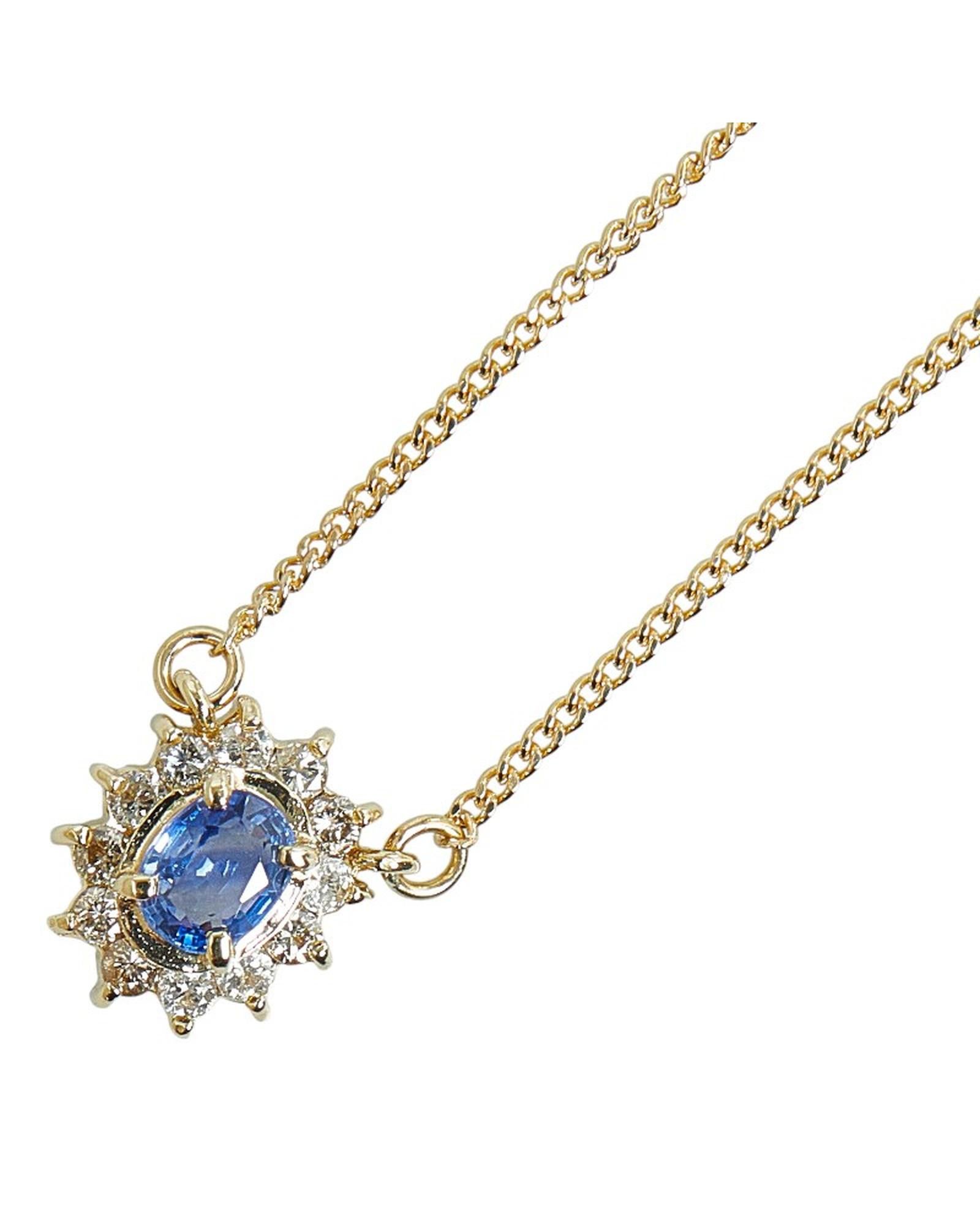image of 18K Gold Diamond Sapphire Pendant Necklace Jewelry, Women's