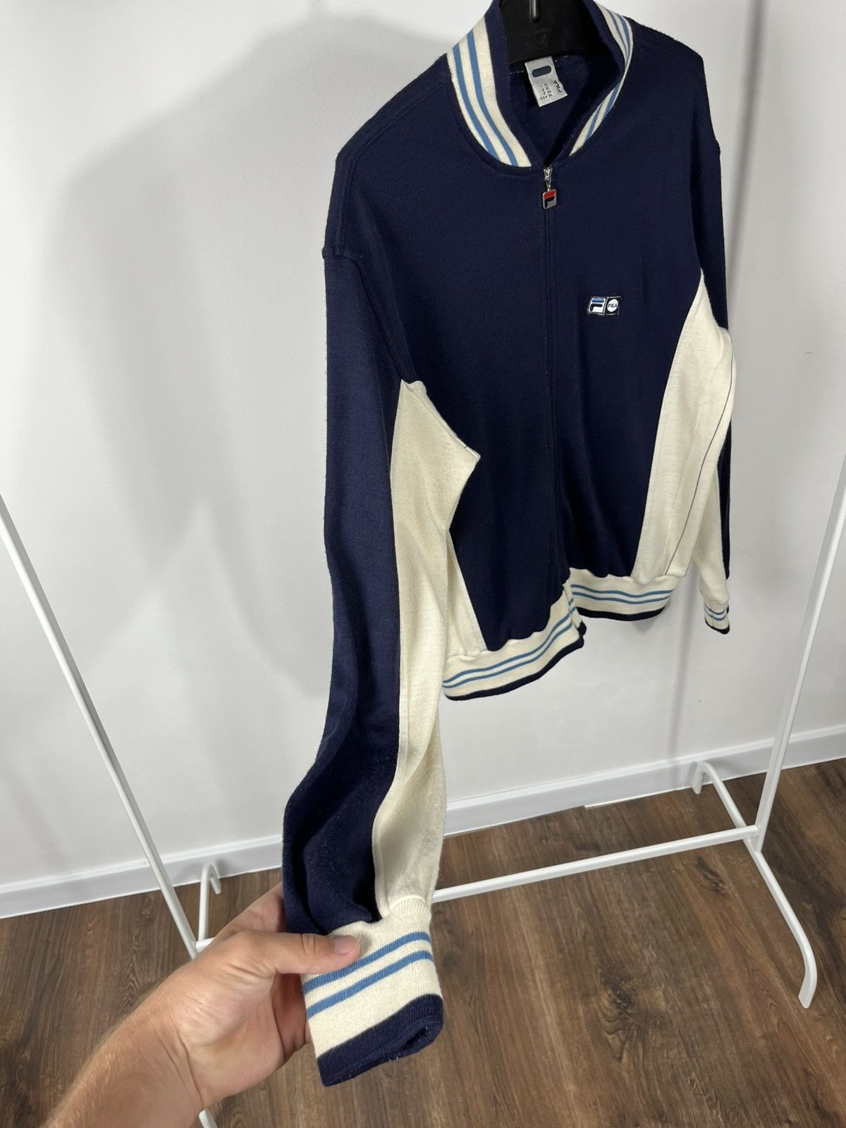 Fila Fila Vintage Wool Full Zip Navy Cream Track Jacket Size L Size US L / EU 52-54 / 3 - 8 Thumbnail