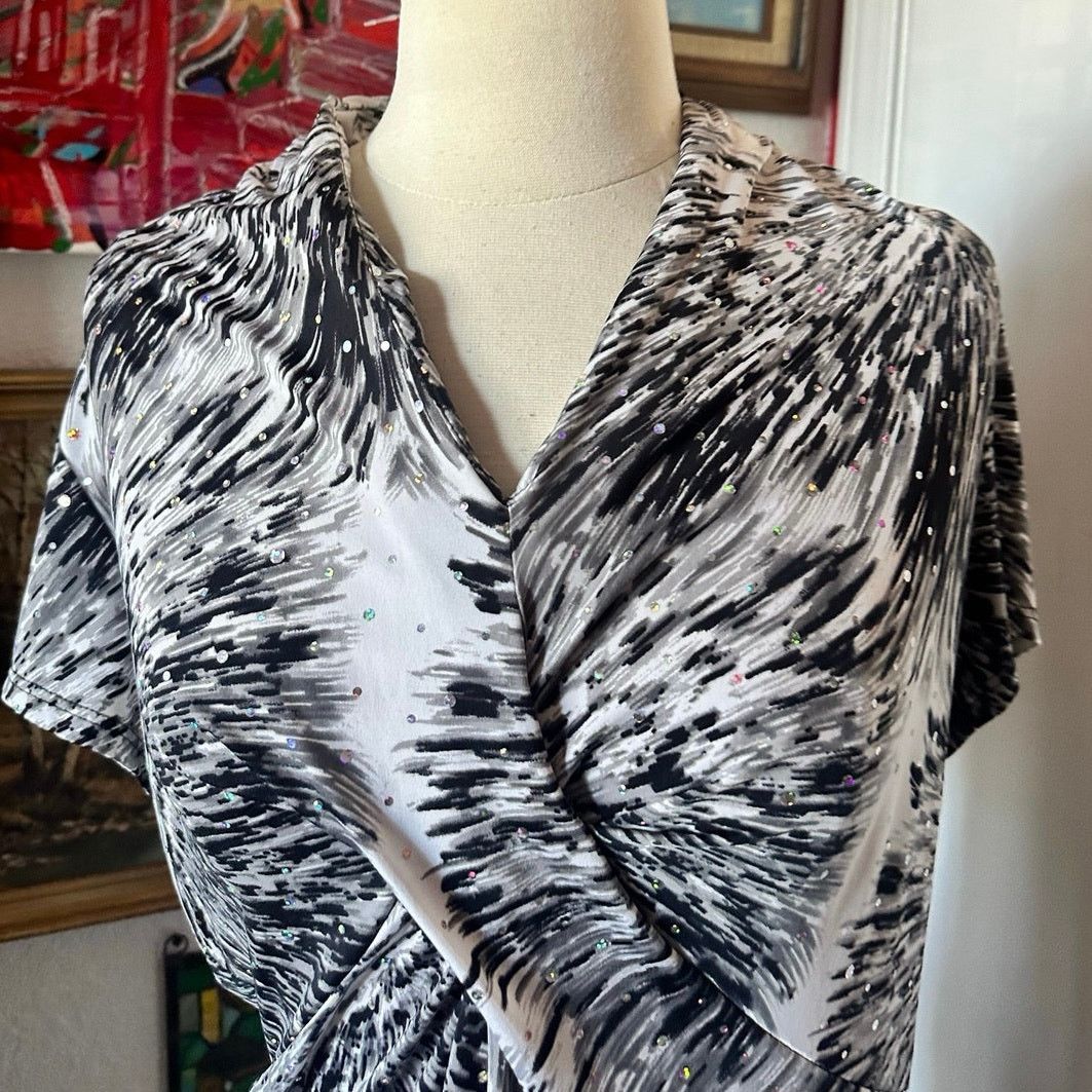 Other dressbarn white black gray sequin blouse Size L / US 10 / IT 46 - 2 Thumbnail