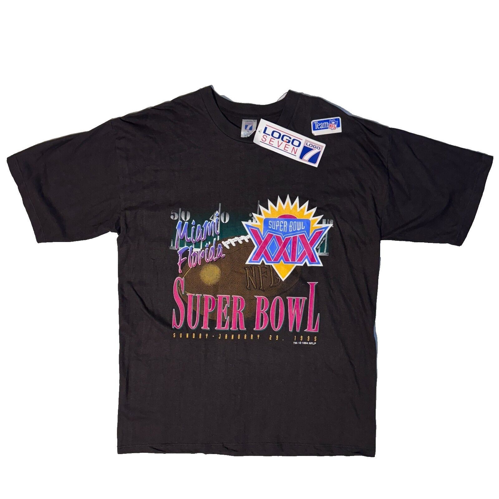 Logo 7 Vintage 1995 NFL Super Bowl XXIX Miami Florida Logo 7 Tshirt Size US XL / EU 56 / 4 - 1 Thumbnail