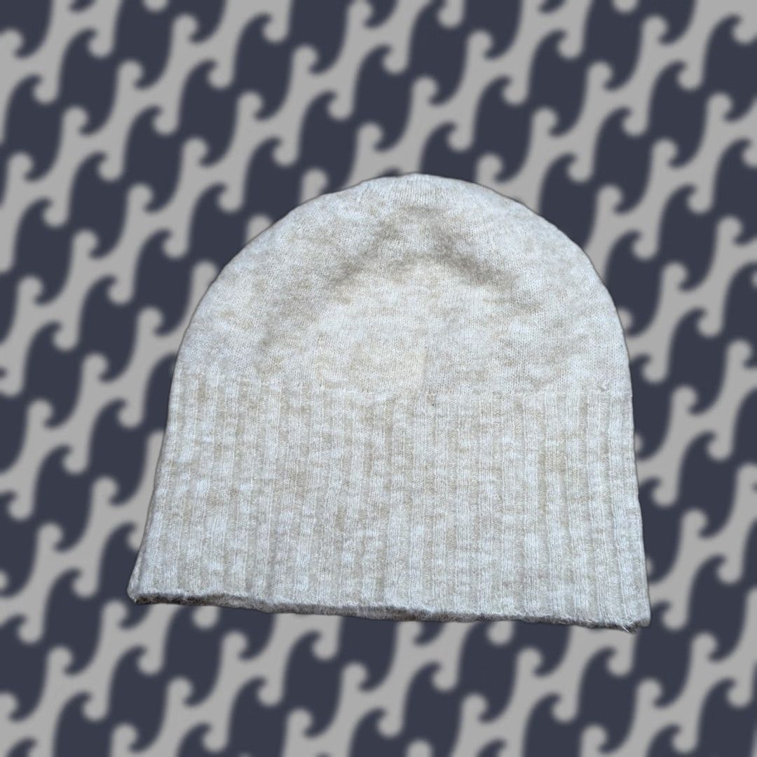 Vintage iiswoodling Beanie Hat Womens Size S Mohair Wool Beige Ladies Knit Beanie Winter Fall Spring Casual Womens Size ONE SIZE - 1 Thumbnail
