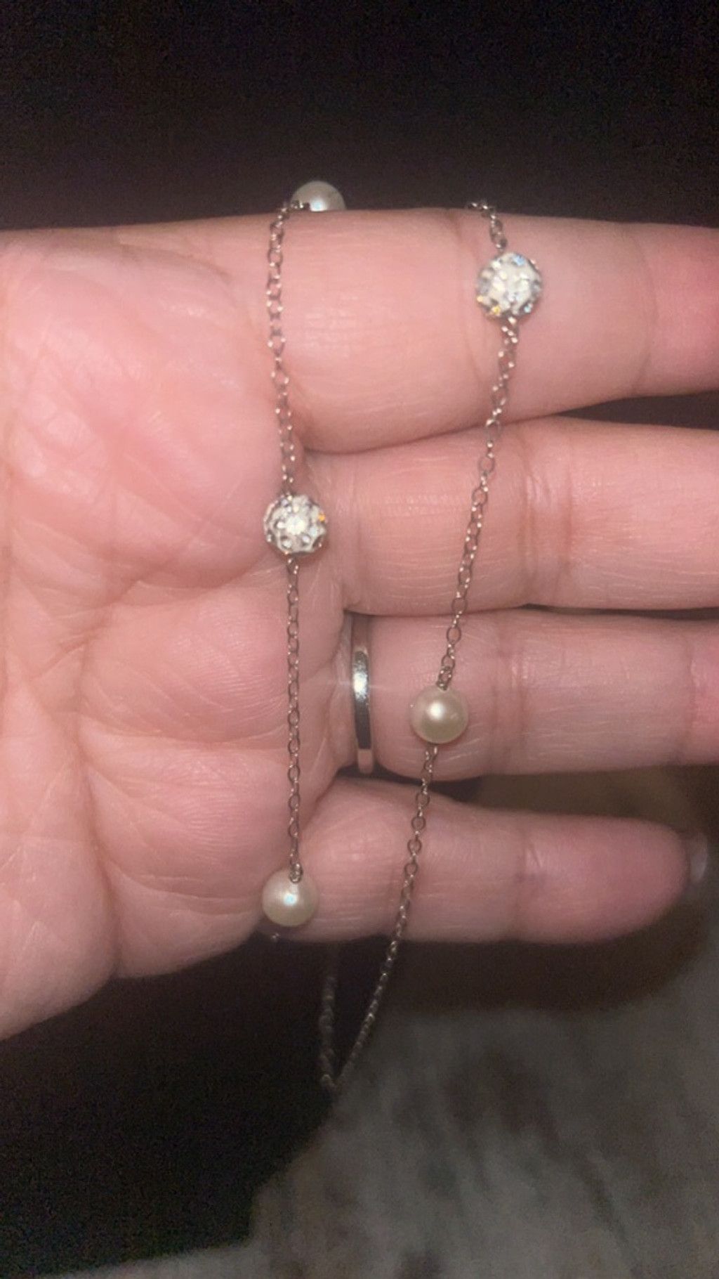 The Unbranded Brand Women's Unbranded Silver Chain Necklace with White Pearls On Size ONE SIZE - 5 Thumbnail