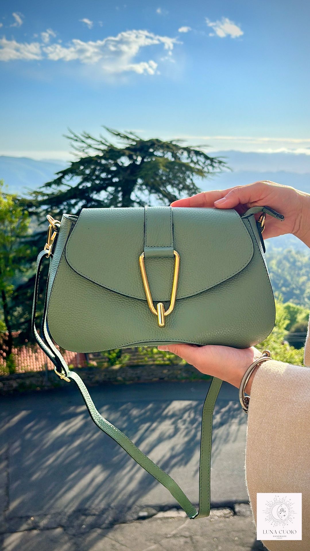 Vera Pelle Italian Handmade Green Leather Bag Size ONE SIZE - 5 Thumbnail