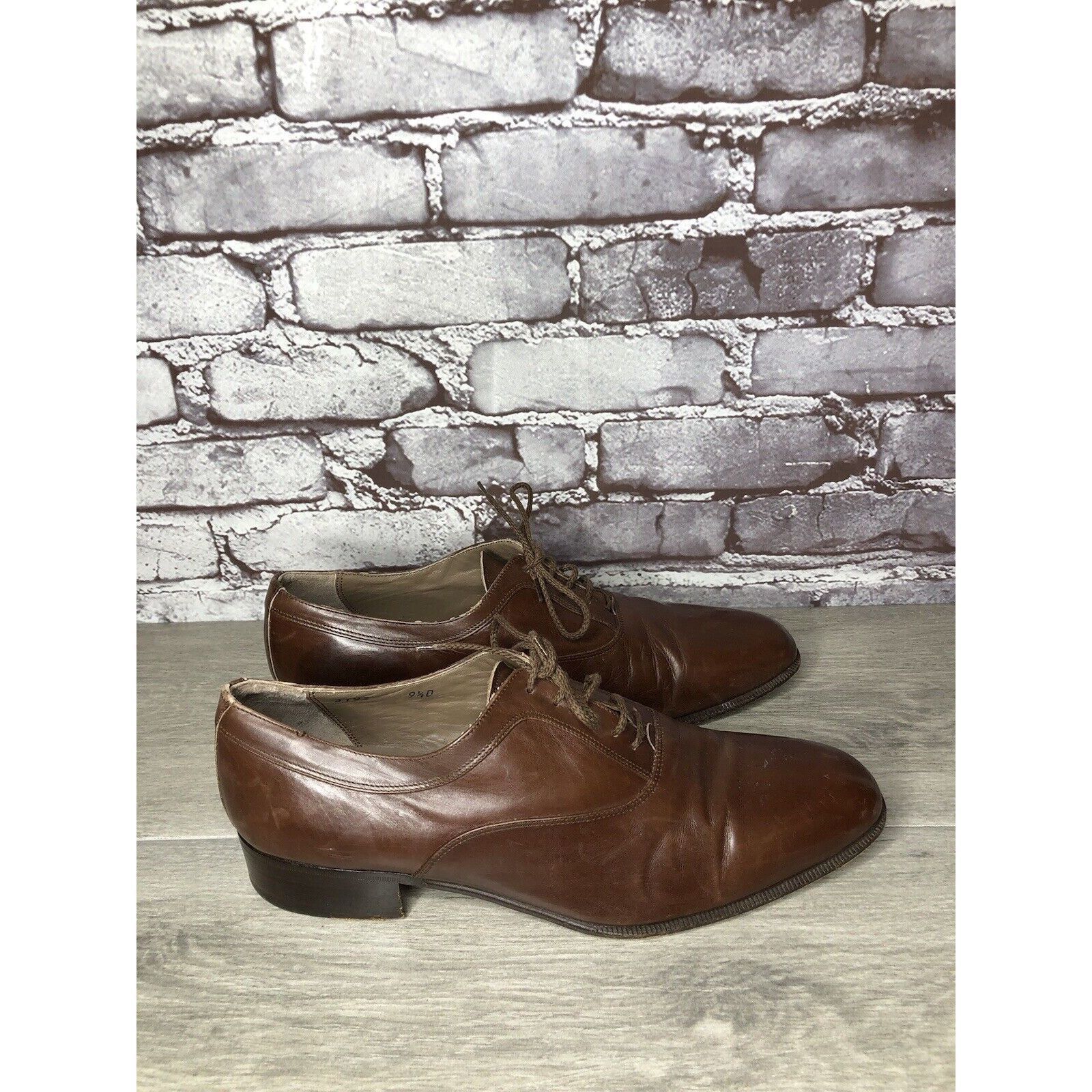 Other Ennesi Gold VTG Brown Leather Derby Lace Up Dress Shoes Men Size US 9.5 / EU 42-43 - 3 Thumbnail
