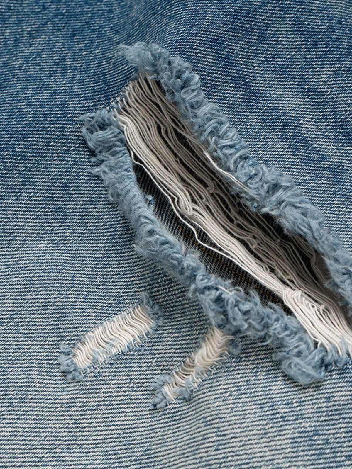 Japanese Brand Street Ripped Denim Shorts Size ONE SIZE - 6 Thumbnail