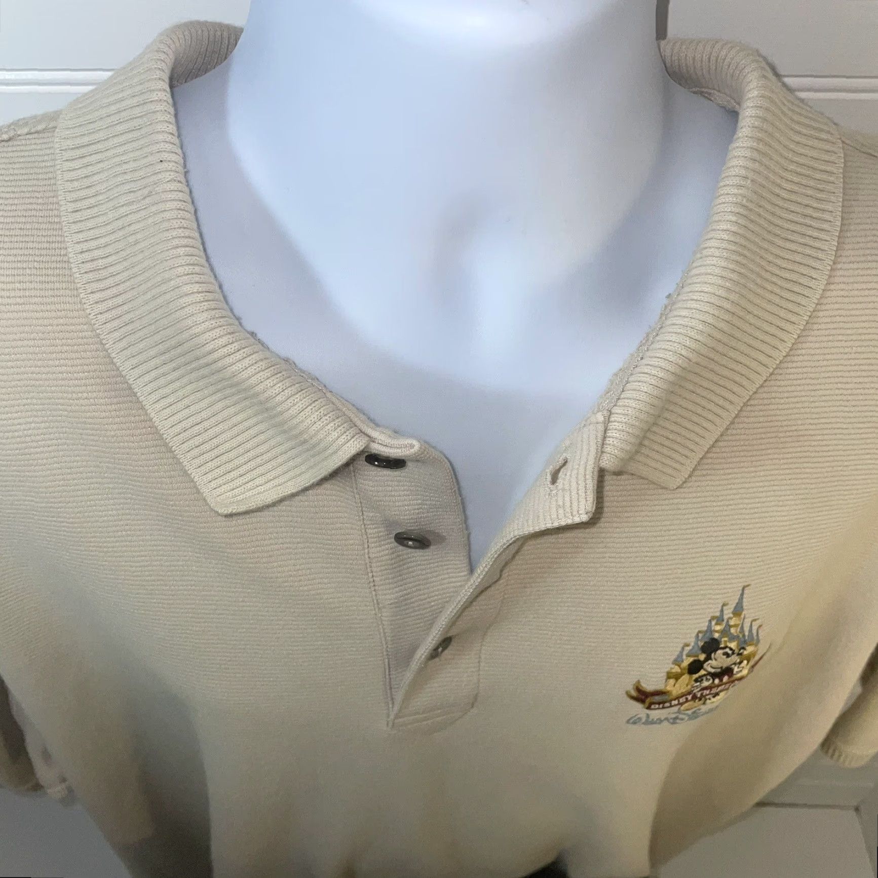 Disney Walt Disney World Mickey Mouse Polo Men 2XL Tan Short Sleeve Button Collar Shirt Size US XXL / EU 58 / 5 - 4 Thumbnail