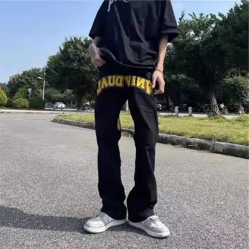 Japanese Brand × Jean Street letter embroidered straight casual jeans Size US 32 / EU 48 - 3 Thumbnail