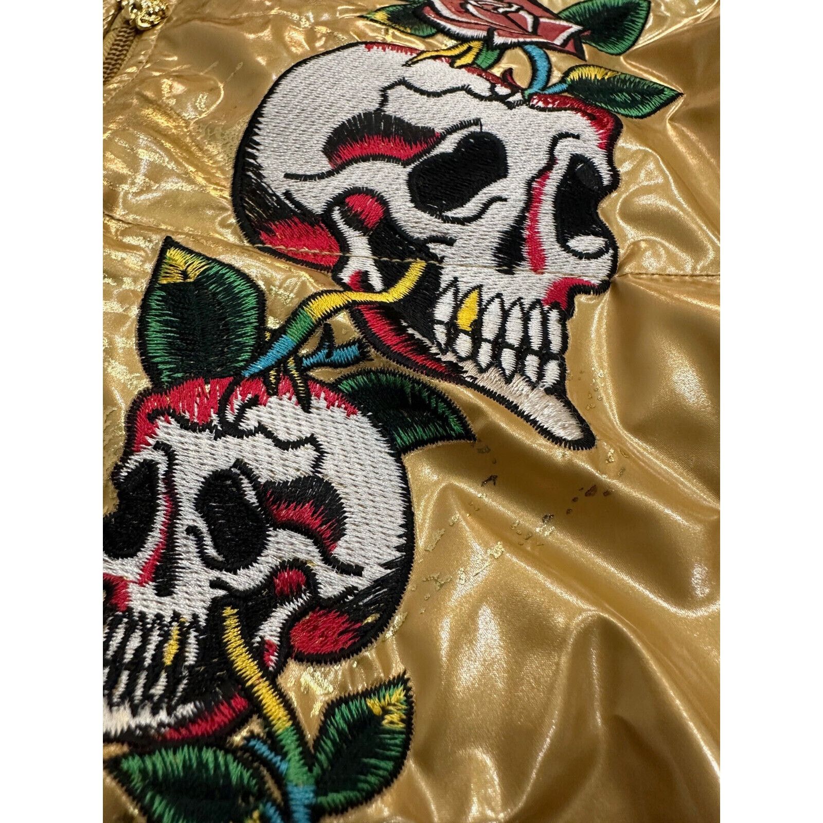 Ed Hardy Ed Hardy by Christian Audigier Women's Gold Puffer Jacket Size M / US 6-8 / IT 42-44 - 9 Thumbnail