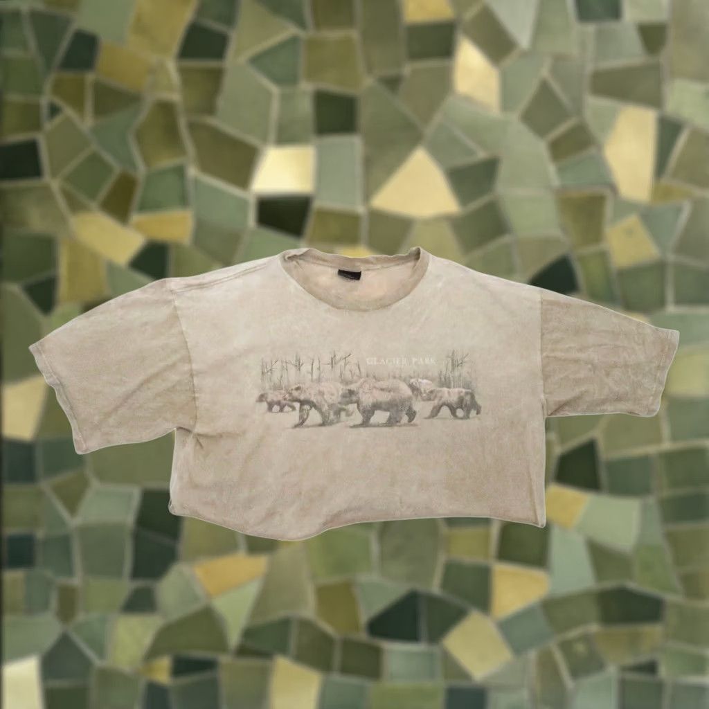 Vintage VINTAGE Prairie Mountain T-Shirt Cropped Bear Graphic Tan 90s Women’s Size L Crew Neck Short Sleeve Cotton Casual Size L / US 10 / IT 46 - 1 Thumbnail