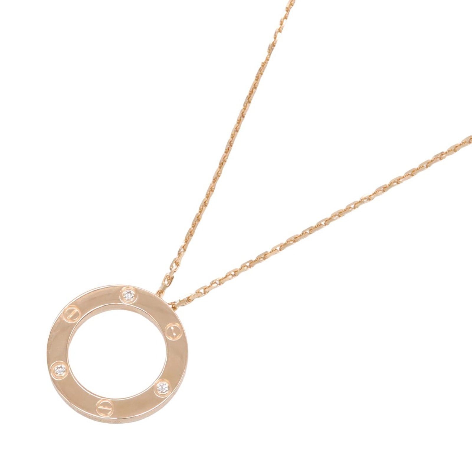 Cartier Cartier Love Circle Necklace 3Pd K18Pg (Pink Gold) Diamond Clear Size ONE SIZE - 1 Thumbnail