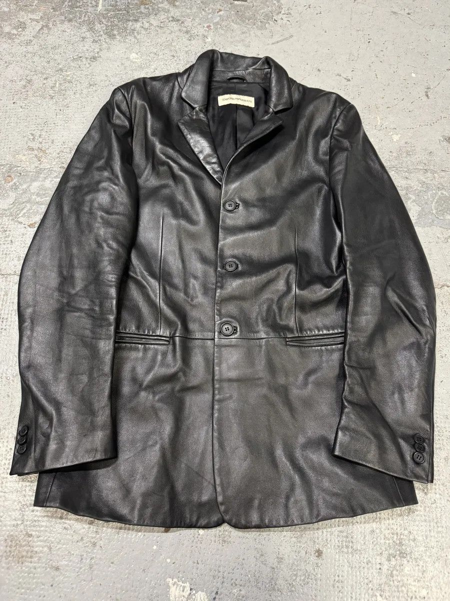 Emporio Armani AW2004 Emporio Armani Black Long Minimalist Leather