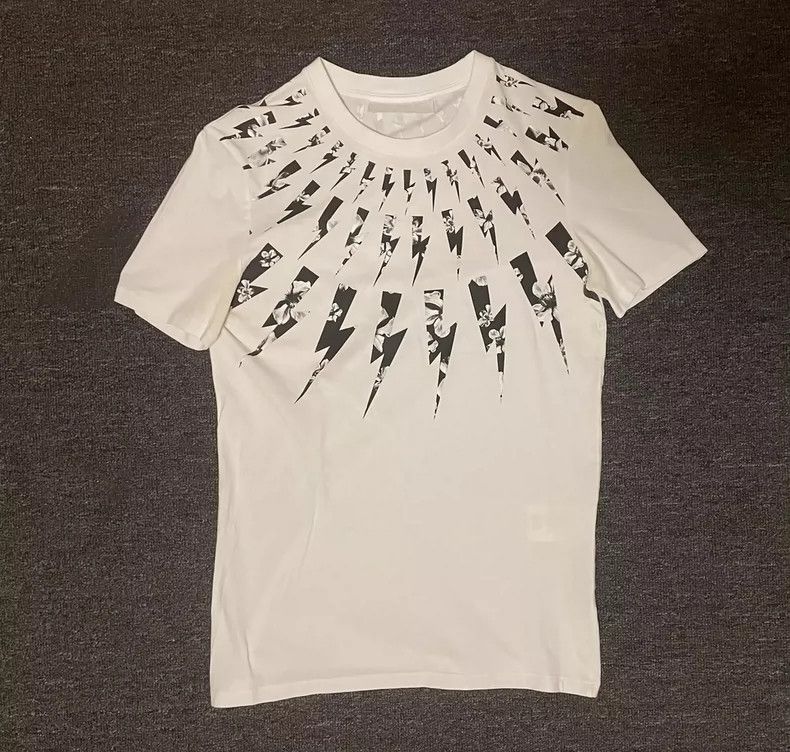 Alexander McQueen Neil Barrett White Lightning Floral T-shirt-yf Size US XS / EU 42 / 0 - 1 Thumbnail