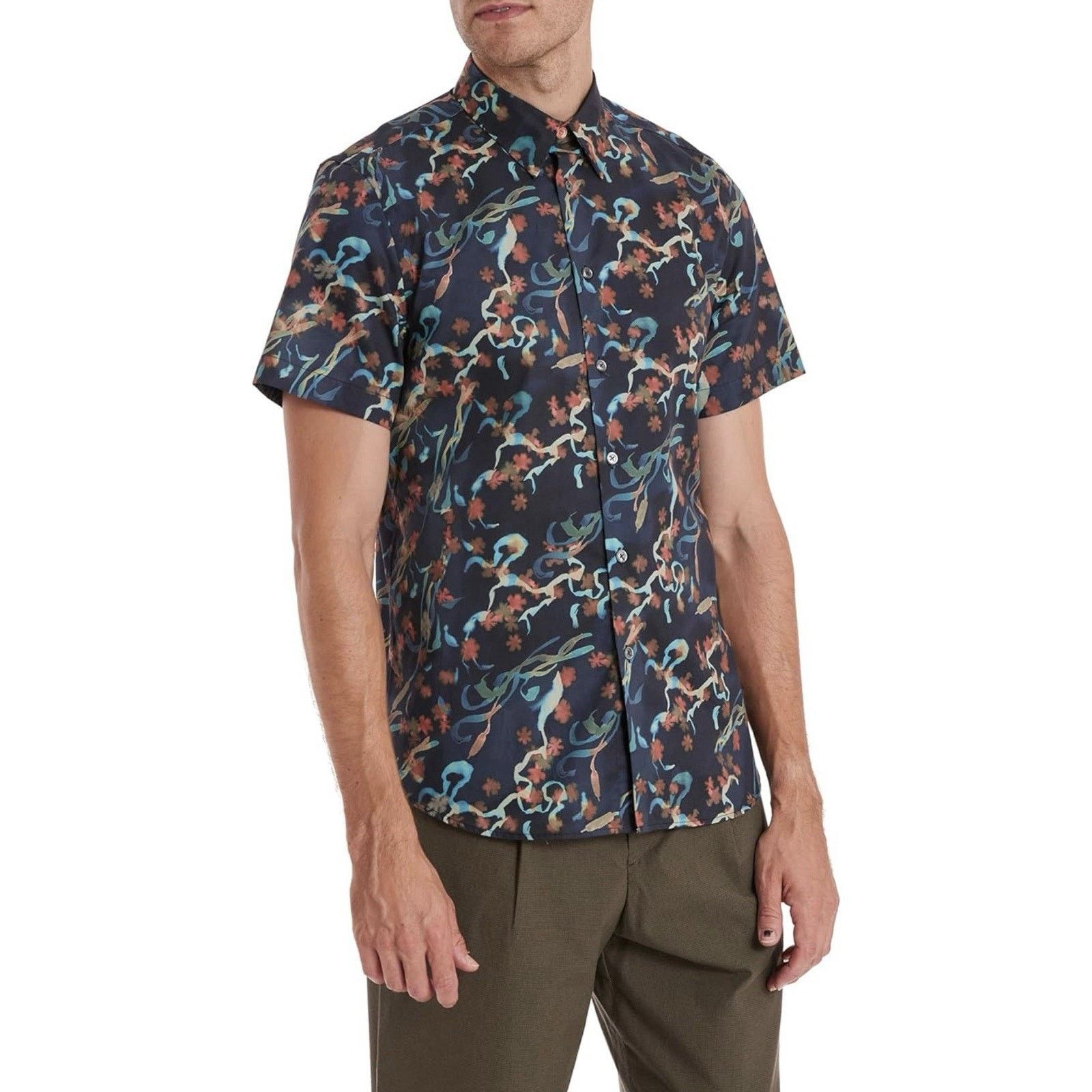 Paul Smith NWT $175 PAUL SMITH Blue Short Sleeve Sea Motif Shirt. Large Size US L / EU 52-54 / 3 - 2 Thumbnail