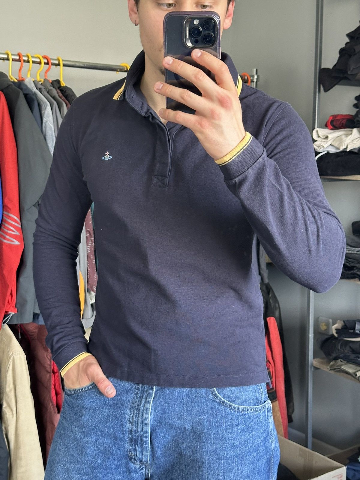 Vivienne Westwood Vivienne Westwood longsleeve poli shirt mens navy logo rare Size US M / EU 48-50 / 2 - 9 Thumbnail