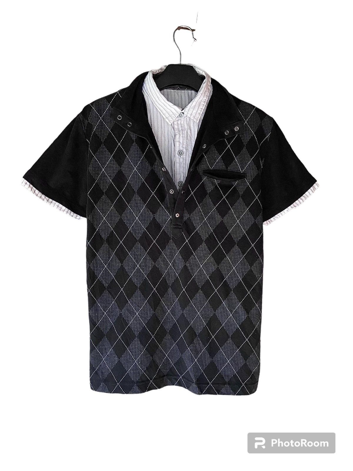 image of Beauty Beast x If Six Was Nine Nota Bene Casual Double Layer Button Shirt in Black (Size Medium)