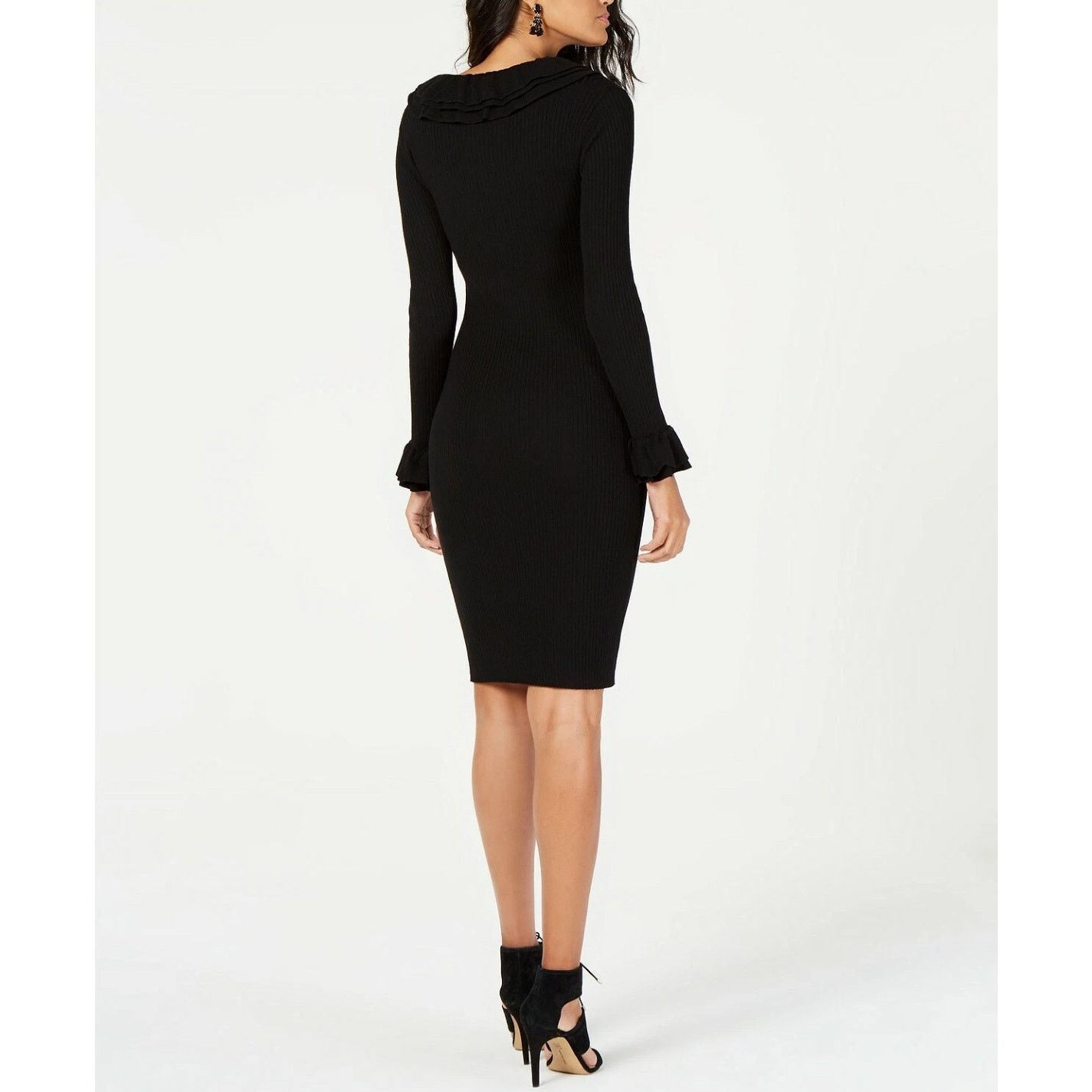 Trina Turk NWOT $328 Trina Turk Quill Ruffle Sweater Dress Black S Size S / US 4 / IT 40 - 3 Thumbnail