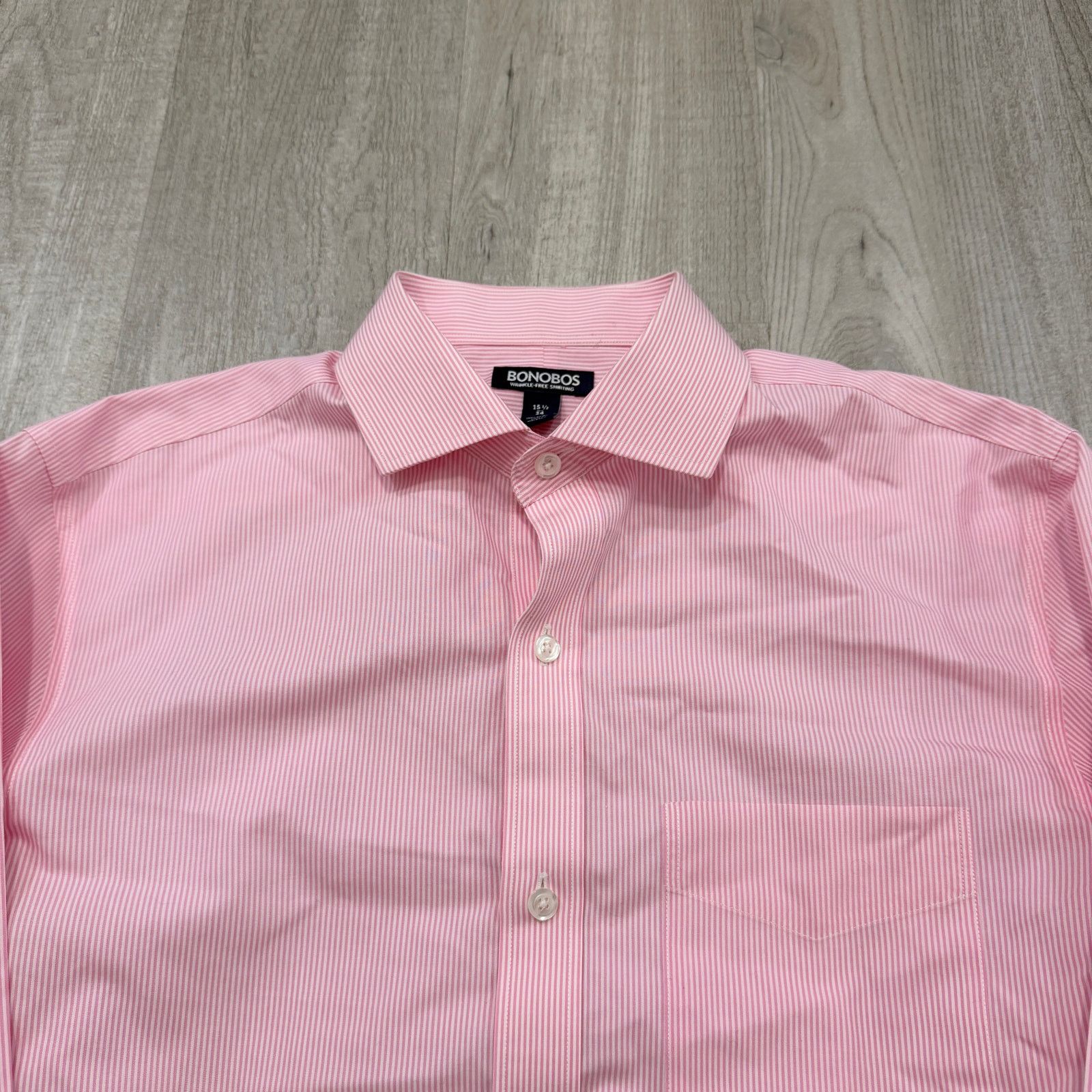 Bonobos Bonobos Shirt Men's 15.5 - 34 Pink White Striped Slim Fit Size US M / EU 48-50 / 2 - 1 Thumbnail