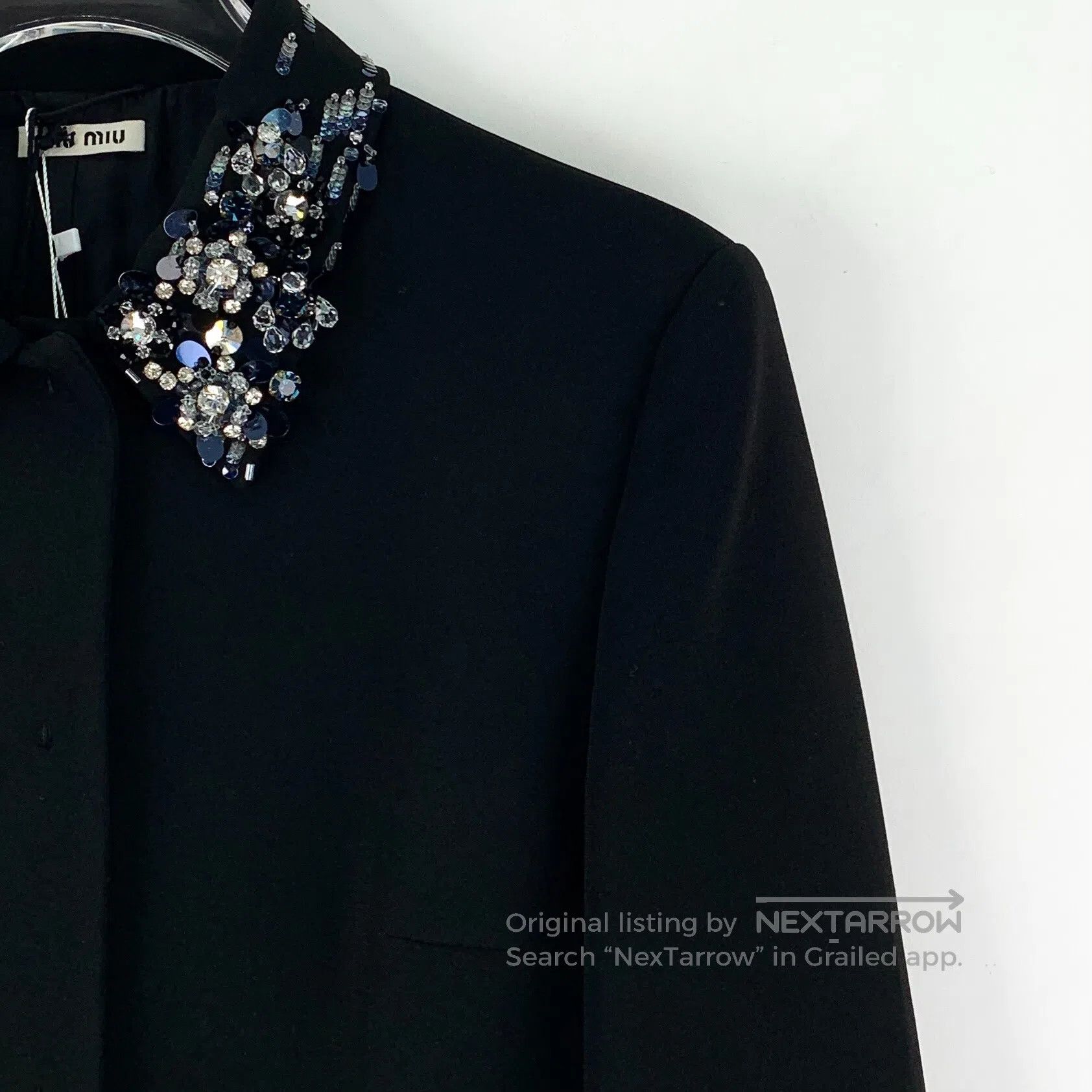 Miu Miu Miu Miu Black beaded sequin collar long-sleeve jacket| Size XS / US 0-2 / IT 36-38 - 3 Thumbnail