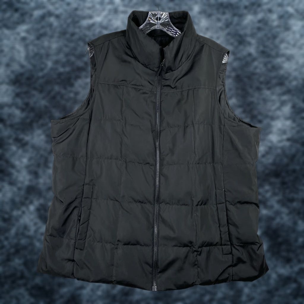 Lands' End VINTAGE not applicable so use Lands' End Jacket Womens 1X Puffer Vest Black Down Filled Full Zip Pockets Quilt Size XL / US 12-14 / IT 48-50 - 1 Thumbnail