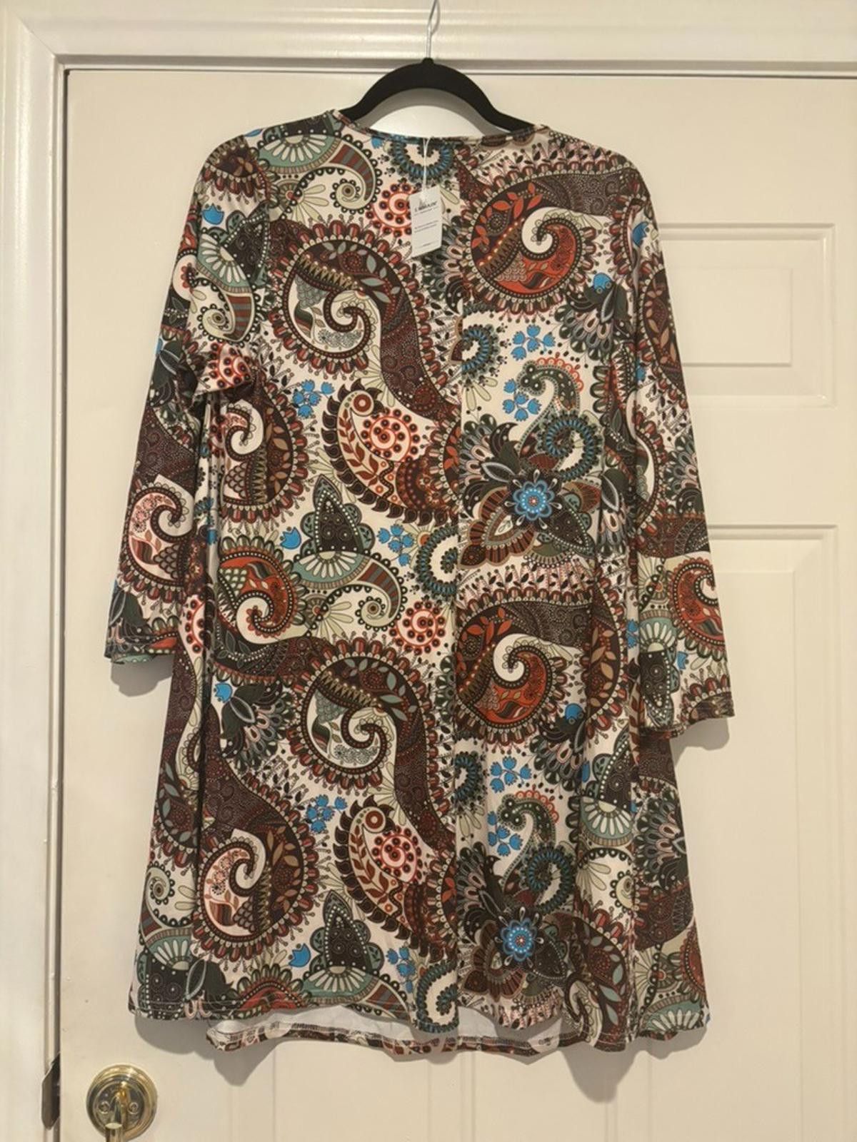 Designer Womens sz L Enmain boho paisley dress #579 new tags Size L / US 10 / IT 46 - 2 Thumbnail