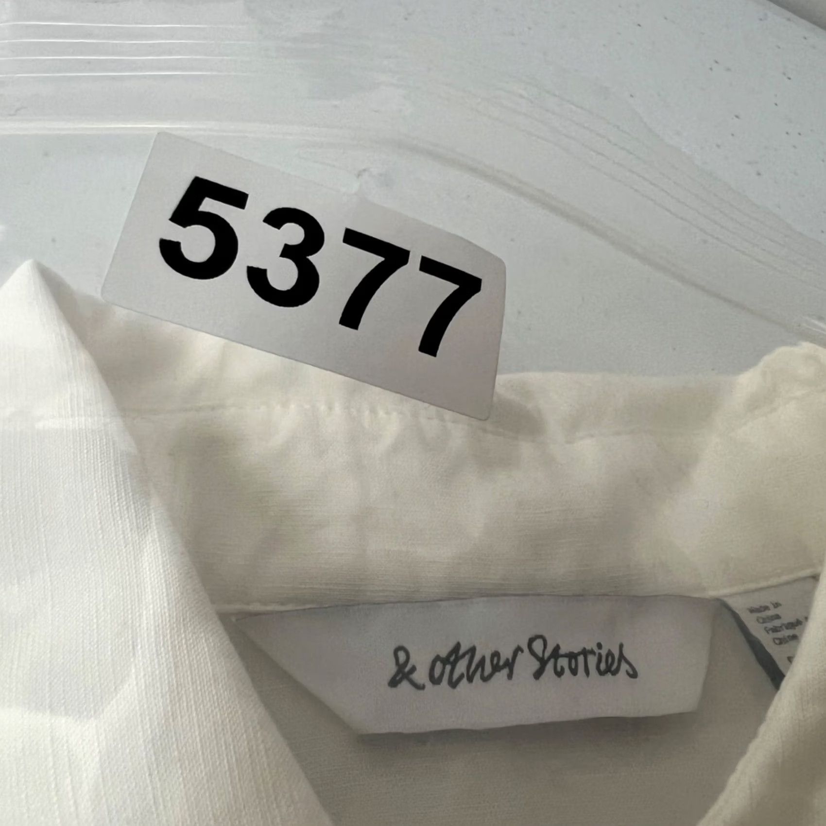 & Other Stories & Other Stories Shirt Womens Small White Linen Viscose Cotton Button-Up Long Sleeve Collared Cropped Size S / US 4 / IT 40 - 8 Thumbnail