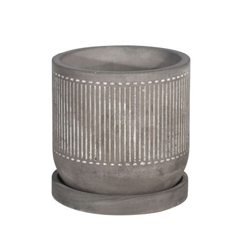 Designer × Homemade 6" LINE PATTERN PLANTER W/ SAUCER, GRAY Size US L / EU 52-54 / 3 - 3 Thumbnail