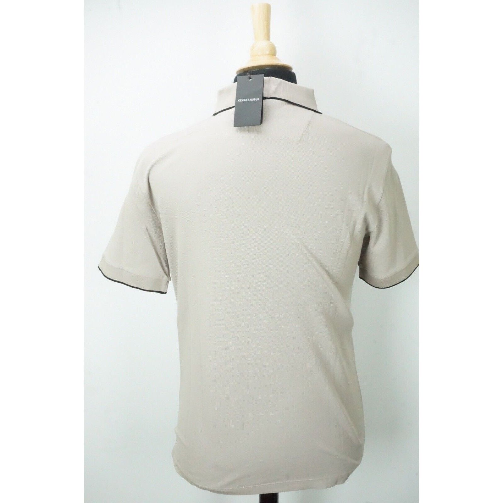 Giorgio Armani Black Label Beige Gray Cotton Polo Shirt Sz 4