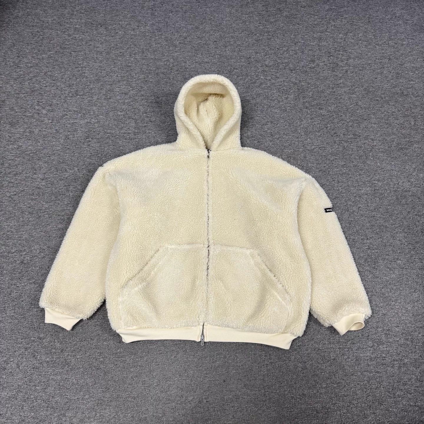 Balenciaga Beige Zip-Up Fleece Hoodie with Hood and Pockets Size US M / EU 48-50 / 2 - 1 Thumbnail