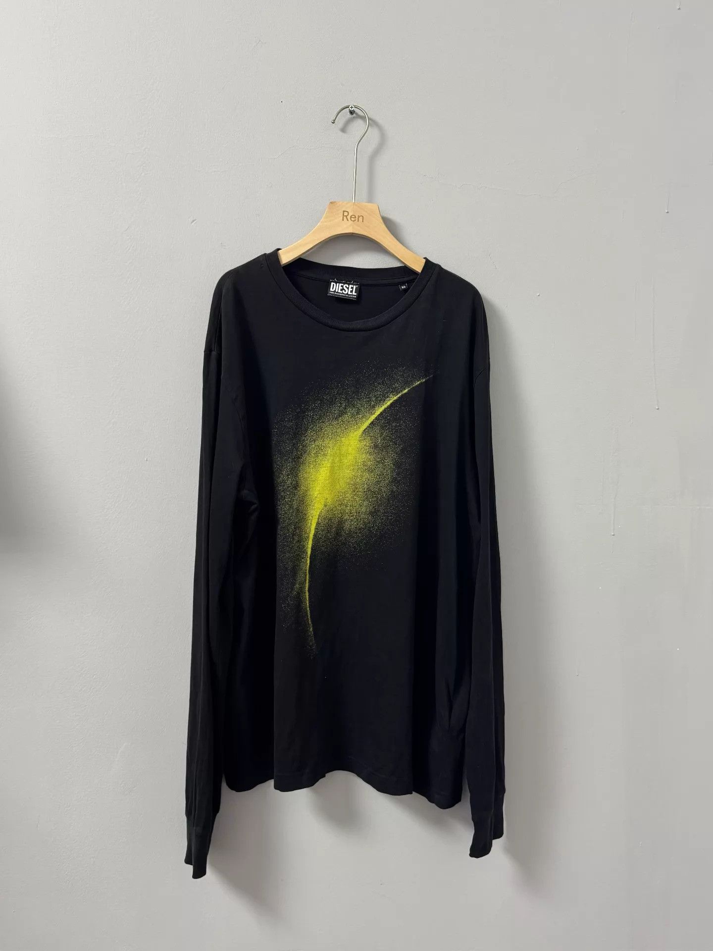Diesel Diesel XL neon yellow aurora splatter ls tee rare Size US XL / EU 56 / 4 - 1 Thumbnail