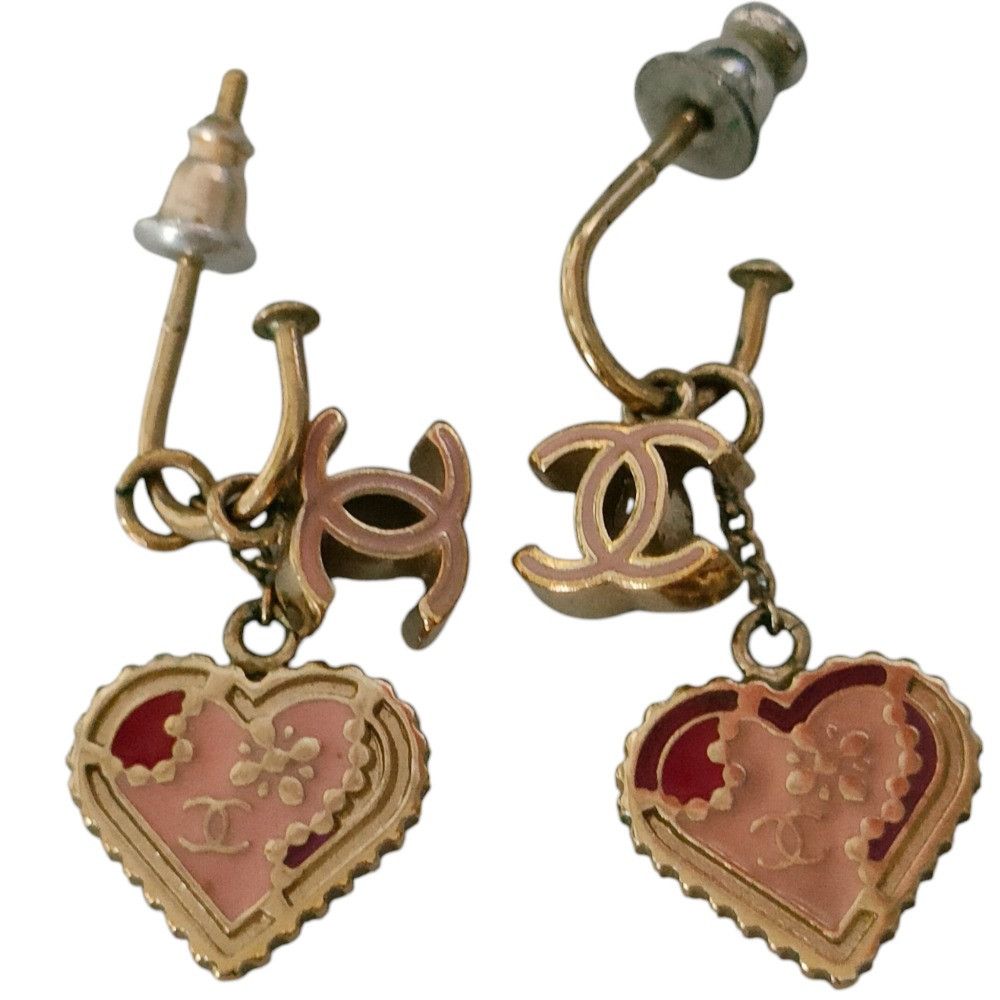 Chanel Chanel Chanel Coco Mark Heart Swing Earrings Metal Earrings DUTY FREE for USA Size ONE SIZE - 1 Thumbnail