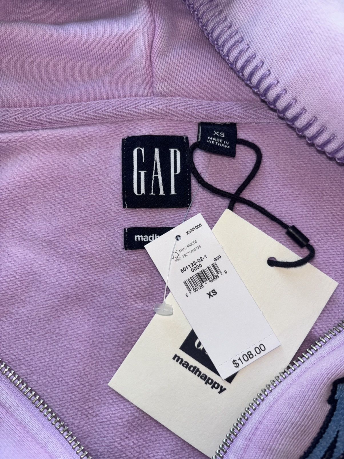 Gap × Madhappy Gap x MadHappy Lavender Full Zip Cropped Mad Logo Hoodie Size XS / US 0-2 / IT 36-38 - 5 Thumbnail