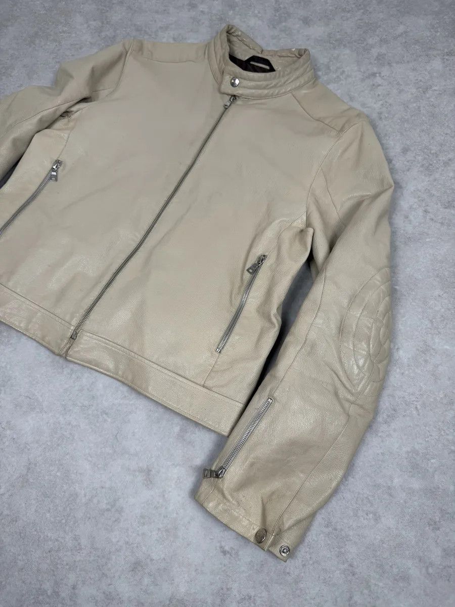 Prada SS2000 Prada Beige Padded Biker Leather Jacket Size US L / EU 52-54 / 3 - 7 Thumbnail