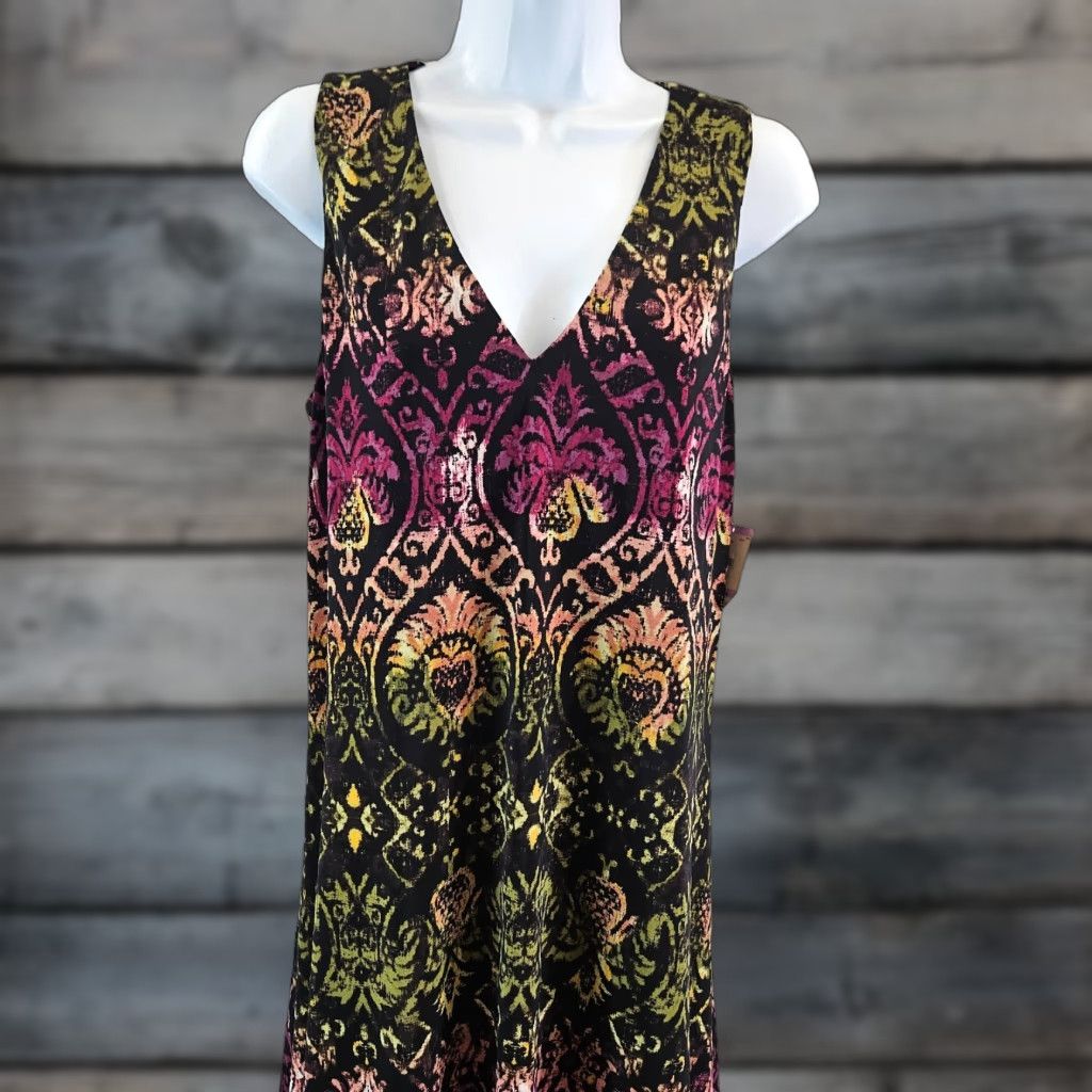 Anne Klein Anne Klein Dress Womens Sz 6 Printed Green Purple Sleeveless V-Neck Size M / US 6-8 / IT 42-44 - 1 Thumbnail