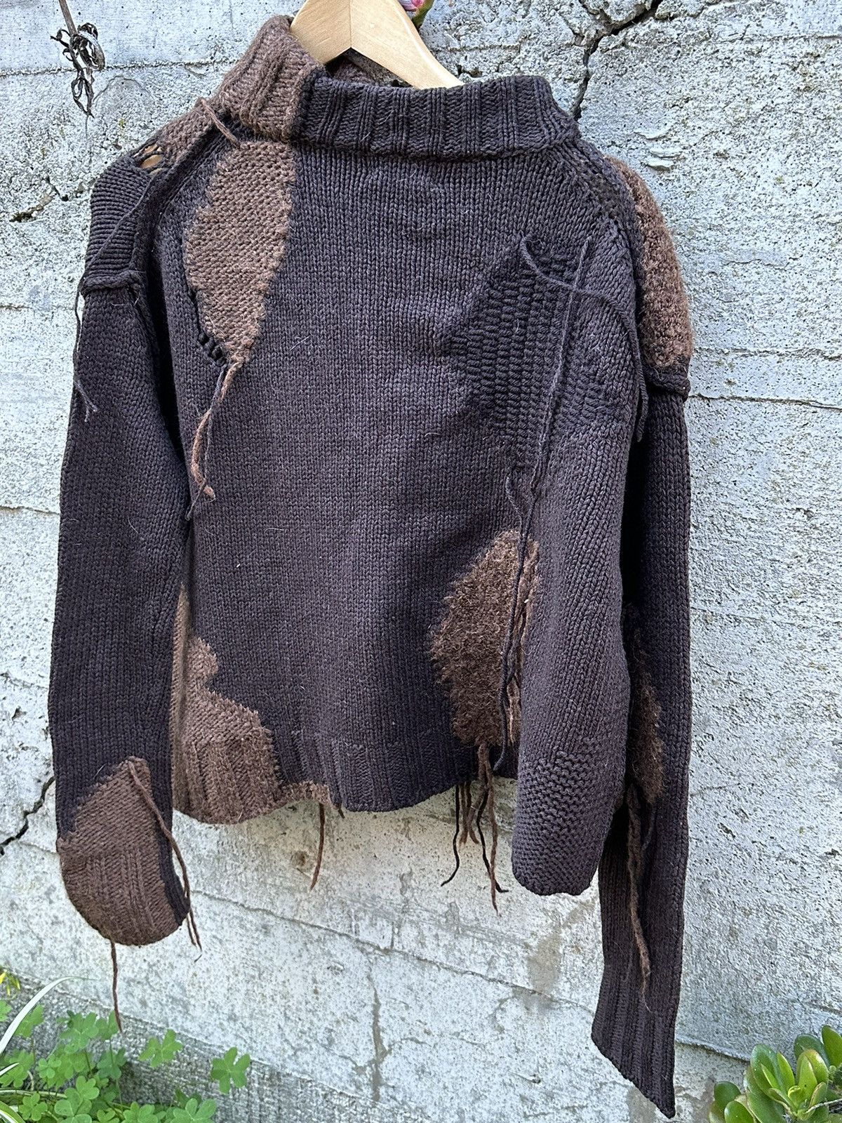 RARE GRAIL Acne Studios asymmetrical raw patched sweater