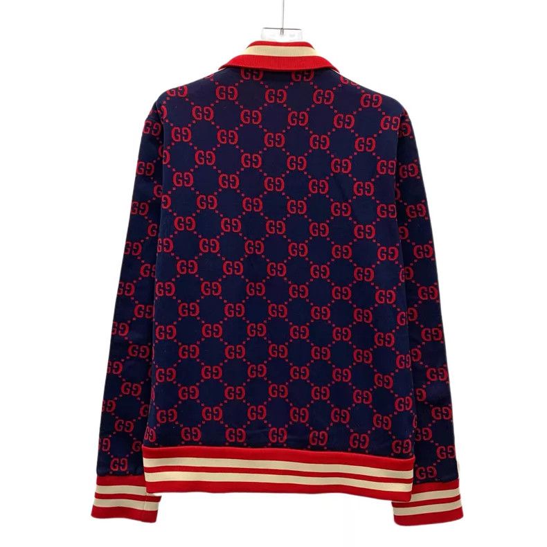 Gucci Gucci Dark blue logo jacquad full print lapel zipper long- Size US M / EU 48-50 / 2 - 2 Thumbnail