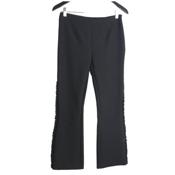 Cinq a Sept Cinq A Sept Onyx Ruffle Trim Flared Cropped Black Pants Size 26" / US 2 / IT 38 - 1 Thumbnail
